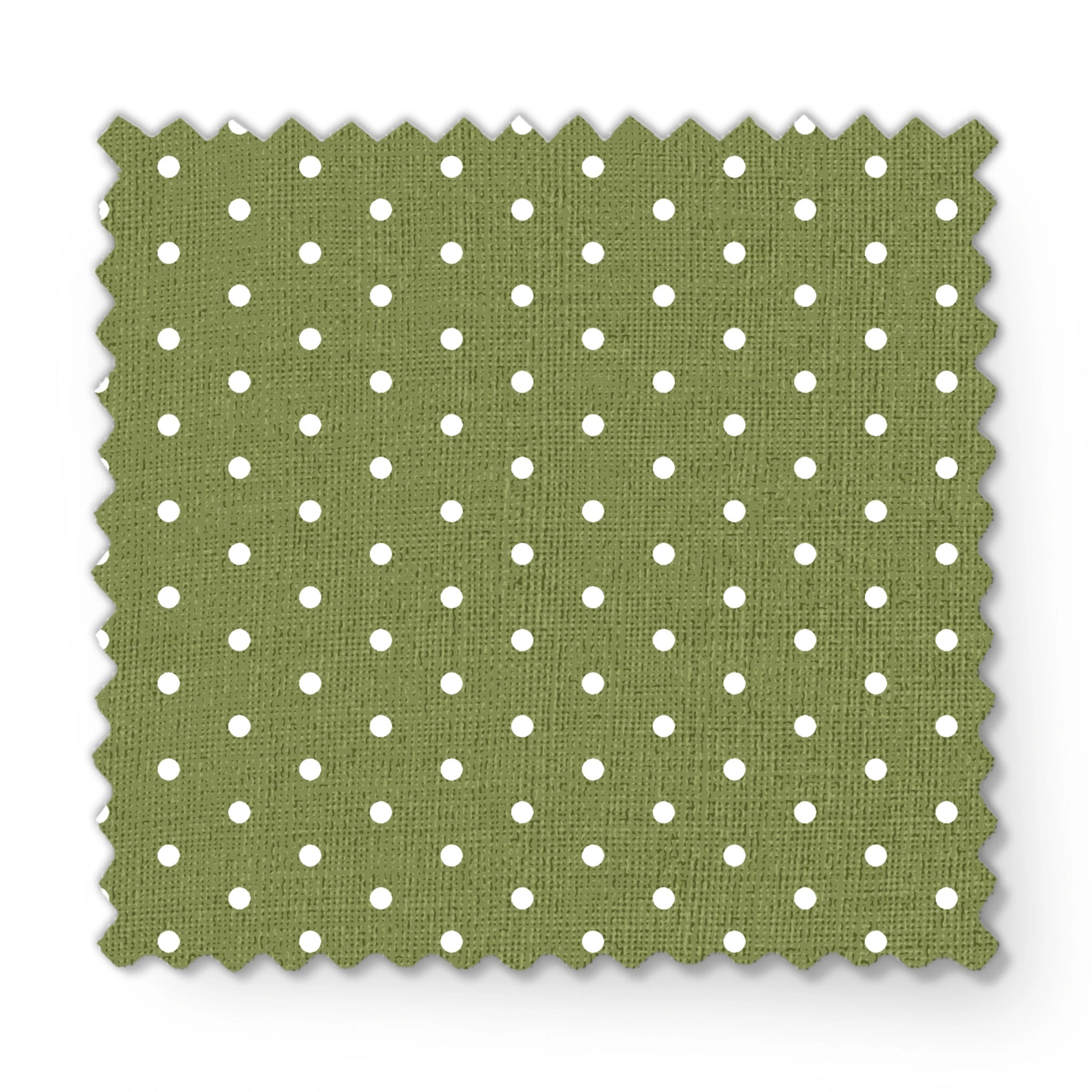 White circles on an olive green background fabric swatch mockup