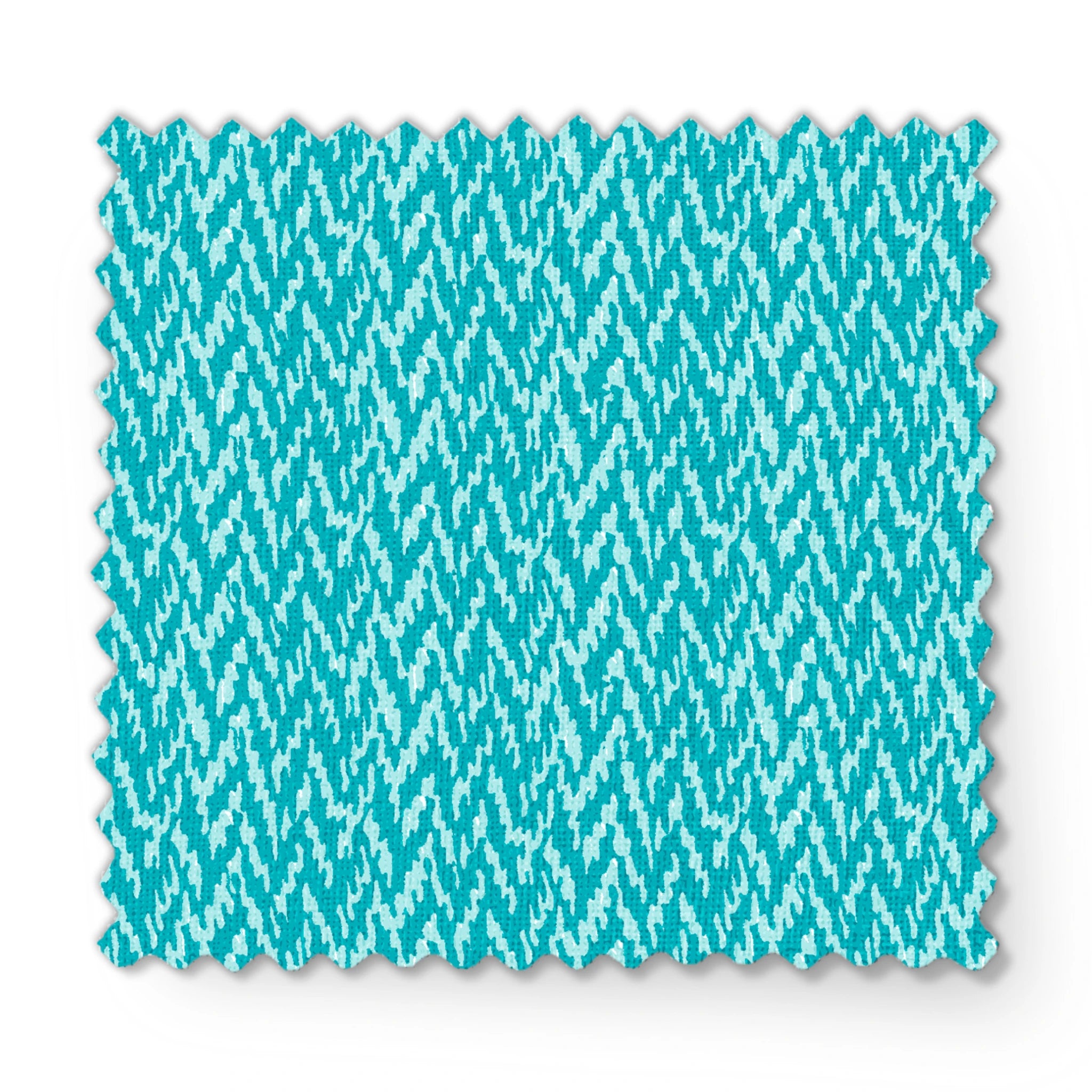 Turquoise and light blue abstract pattern with irregular vertical brush-like streaks fabric swatch mockup