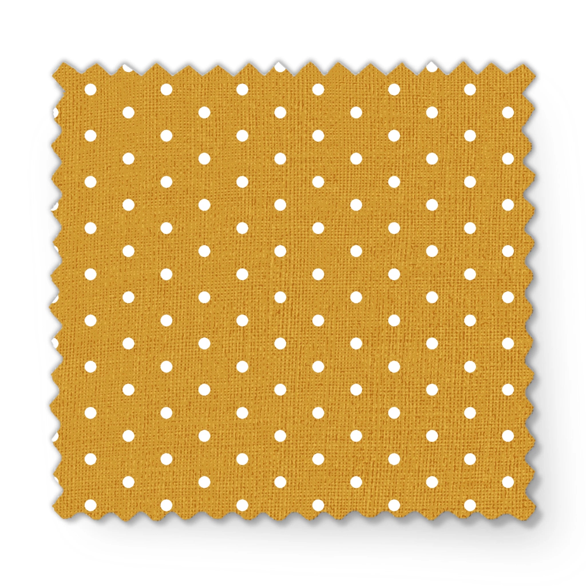 White circles on a golden yellow background fabric swatch mockup