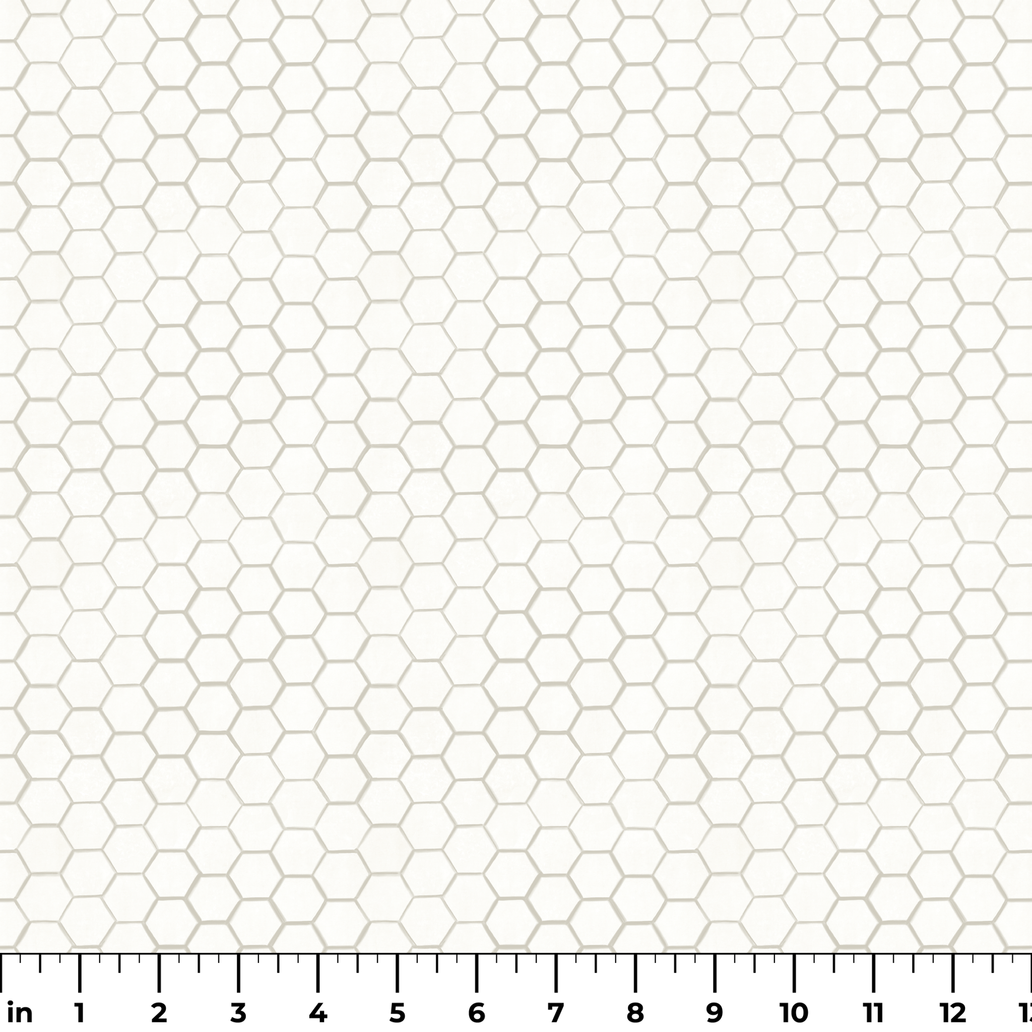 White and beige honeycomb pattern fabric designed by Nicole Tamarin with a subtle, modern farmhouse style. ruler
