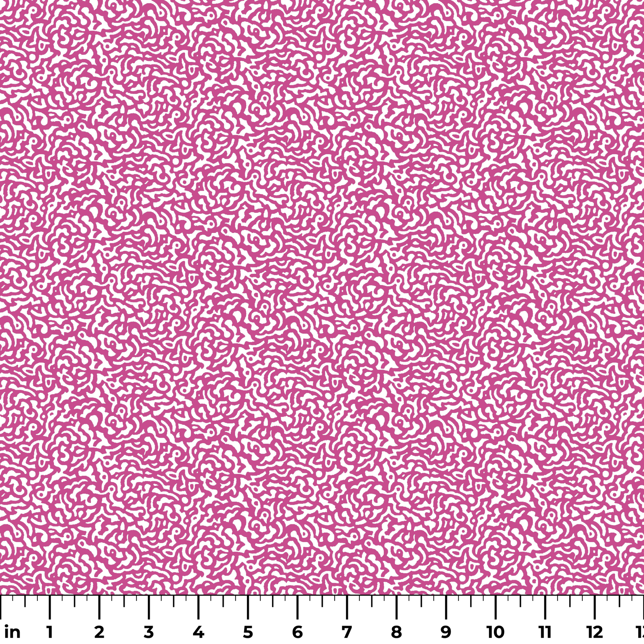Intricate magenta squiggly pattern on white background resembling organic coral-like shapes ruler