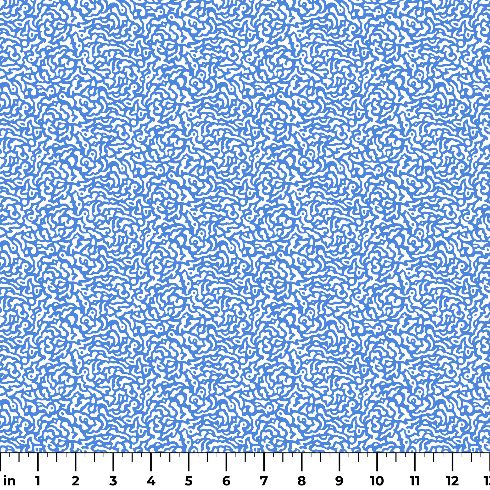 Blue and white abstract pattern with wavy, maze-like lines creating a flowing organic texture ruler