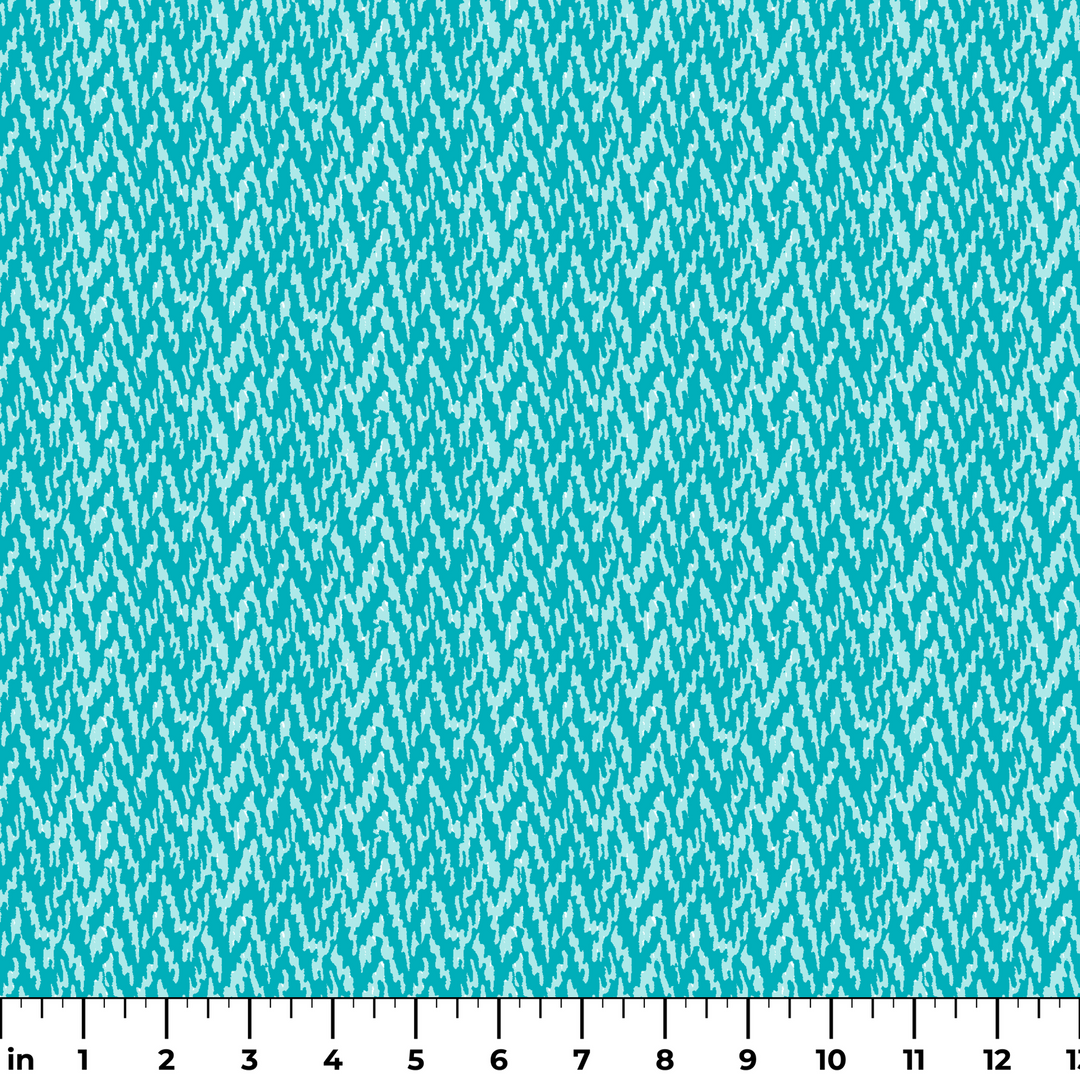 Turquoise and light blue abstract pattern with irregular vertical brush-like streaks ruler