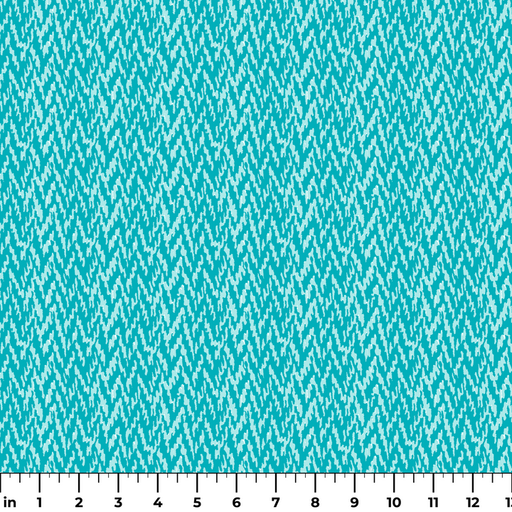 Turquoise and light blue abstract pattern with irregular vertical brush-like streaks ruler