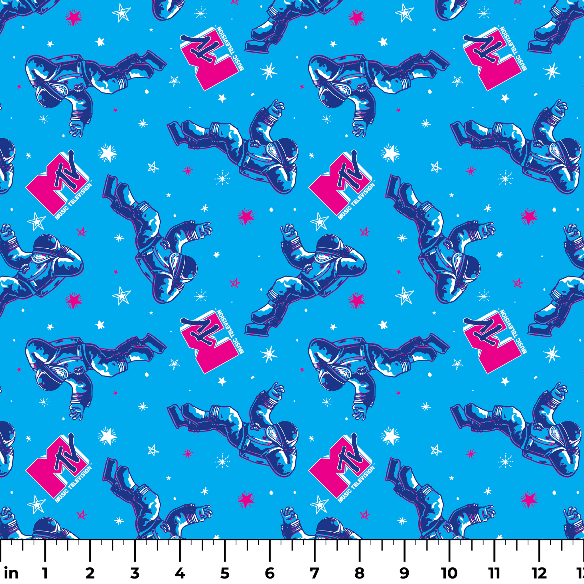 Seamless blue background pattern with metallic blue boot shapes and hot pink gift boxes among white stars ruler