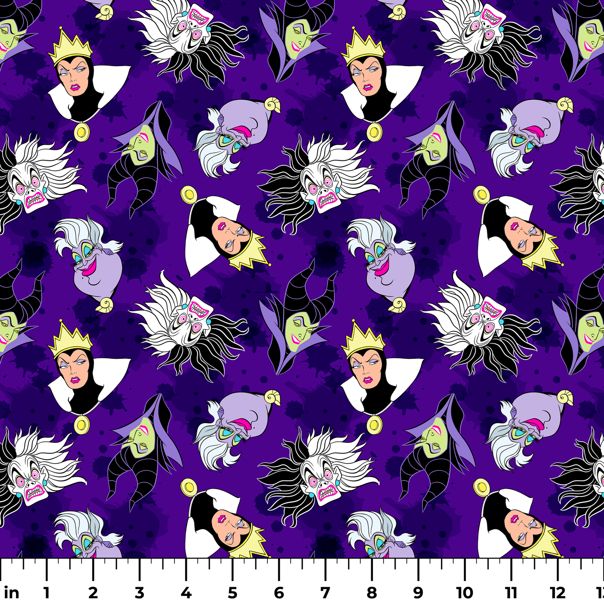 Disney villain pattern on purple background ruler