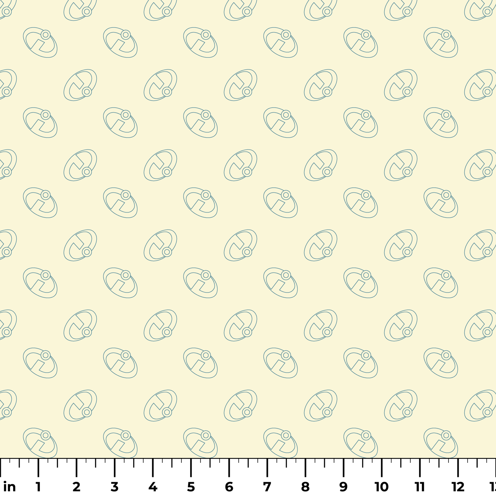 The Incredibles logo forming a repeating pattern on a pale yellow background ruler