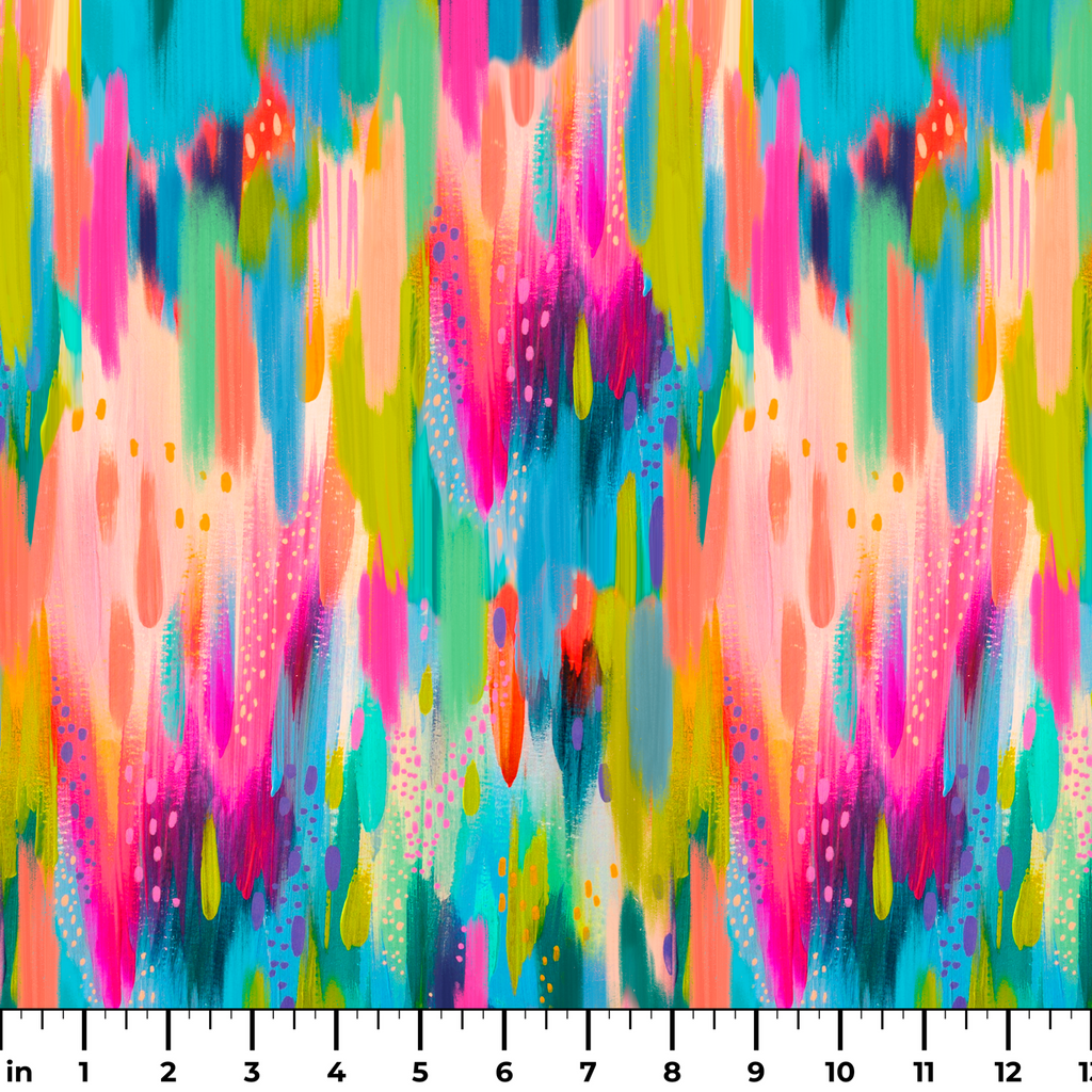 EttaVee Waterfall Brushstroke on Jewel Tones | Fabric by the Yard