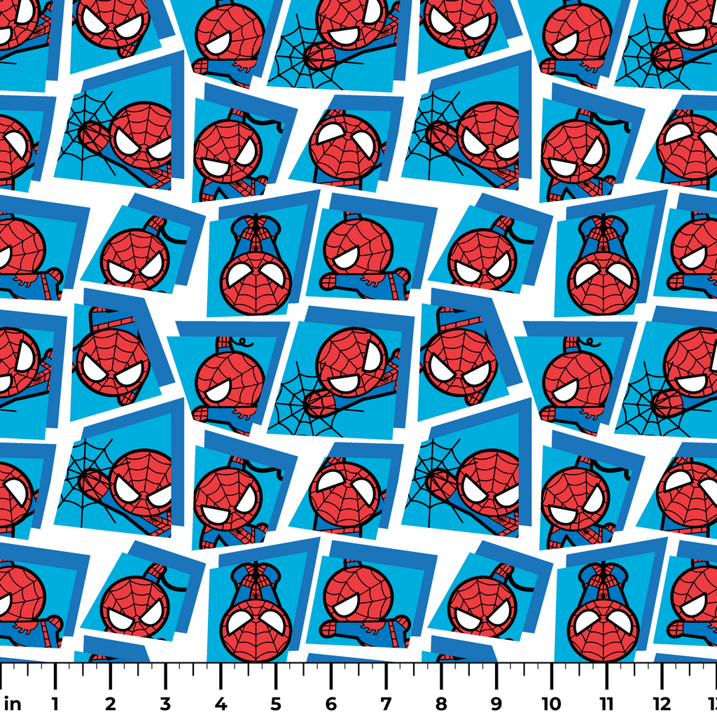 Marvel Spider-Man Kawaii Comic Panels on Blue