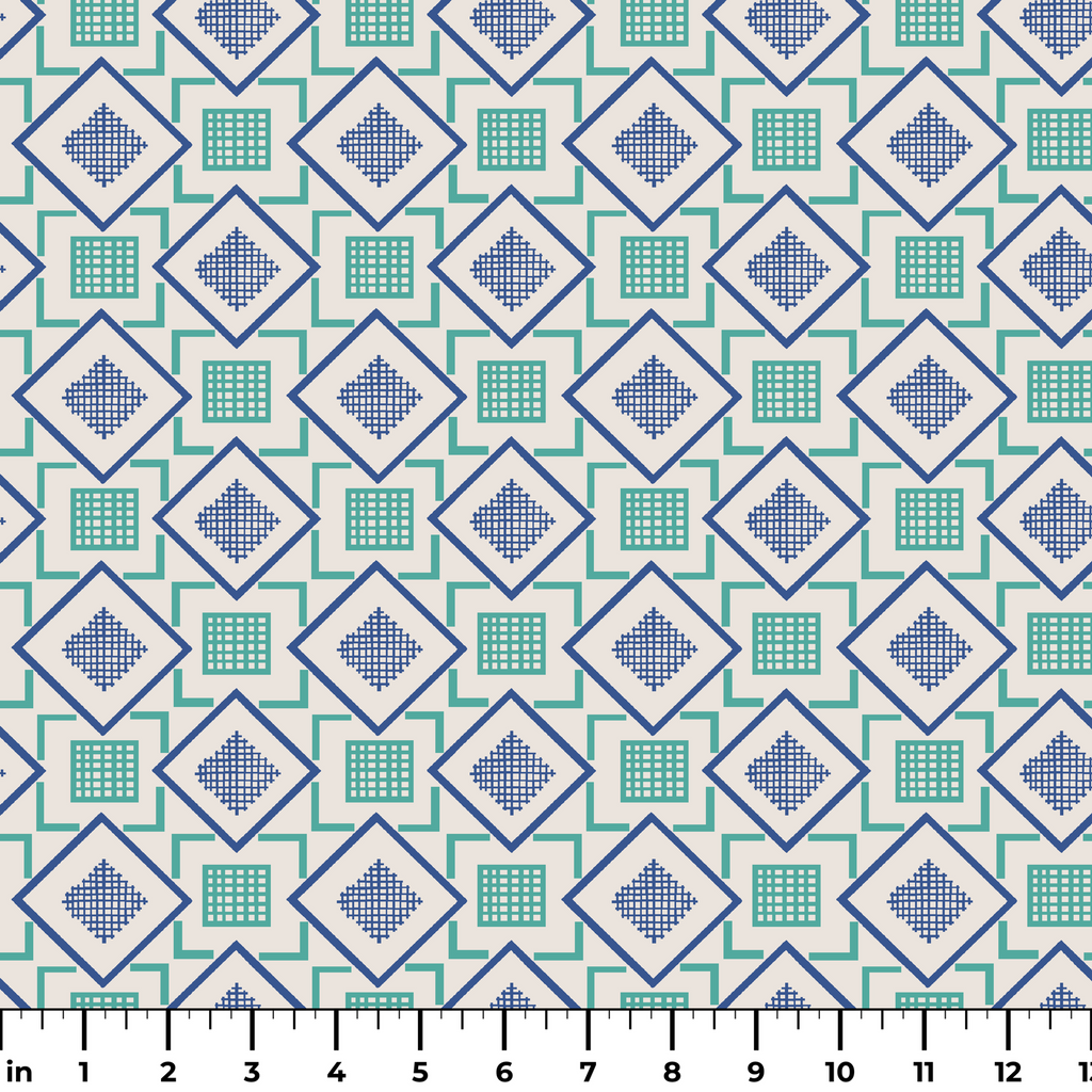 Court Sport Geo in Teal and Blue | Fabric by the Yard