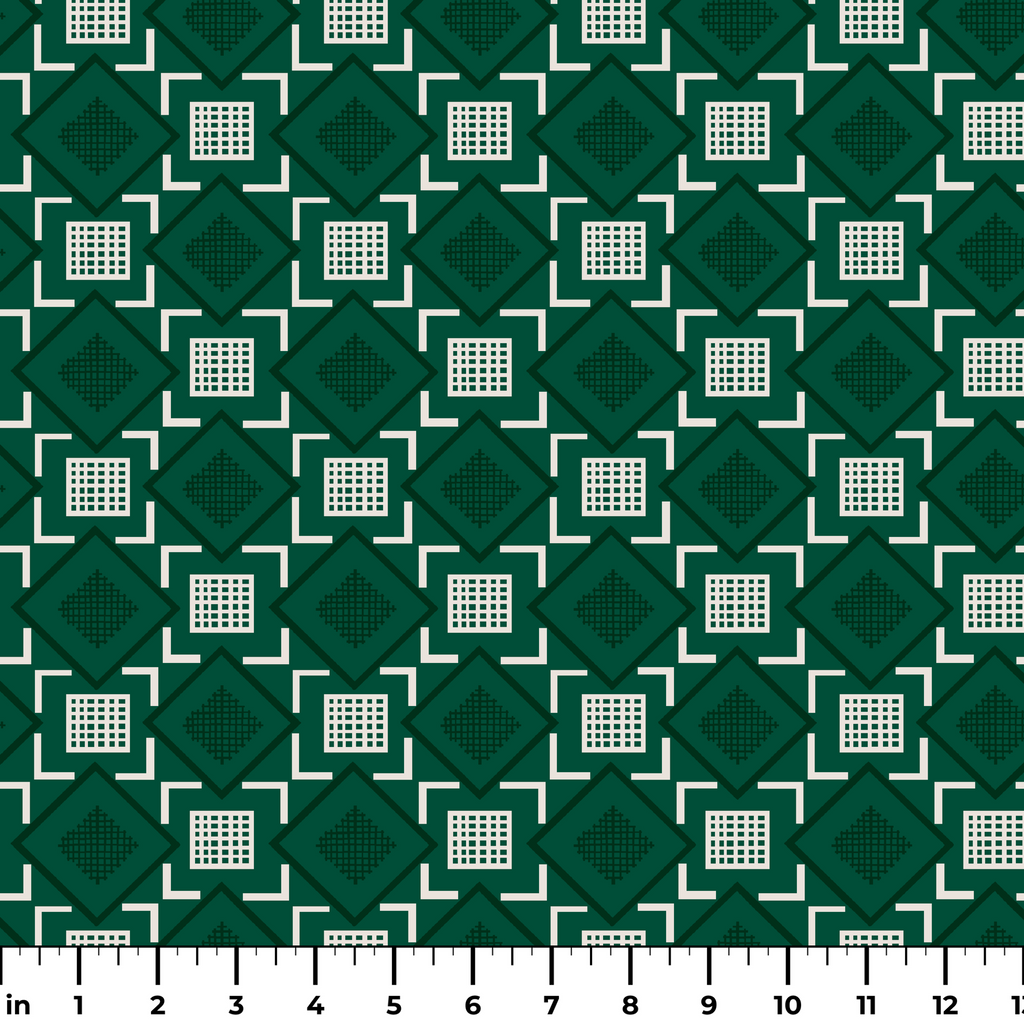 Court Sport Geo in Dark Green | Fabric by the Yard