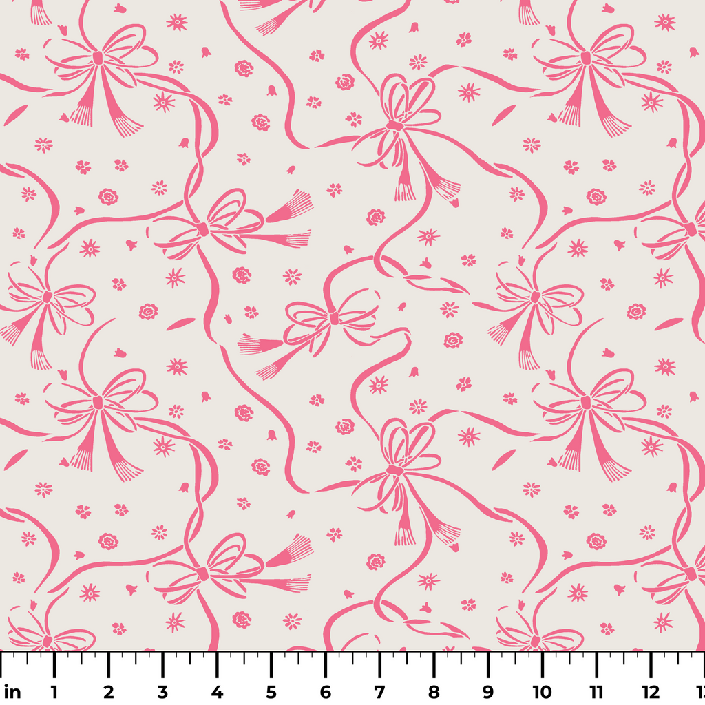 Festive Bows on Ruby | Fabric by the Yard