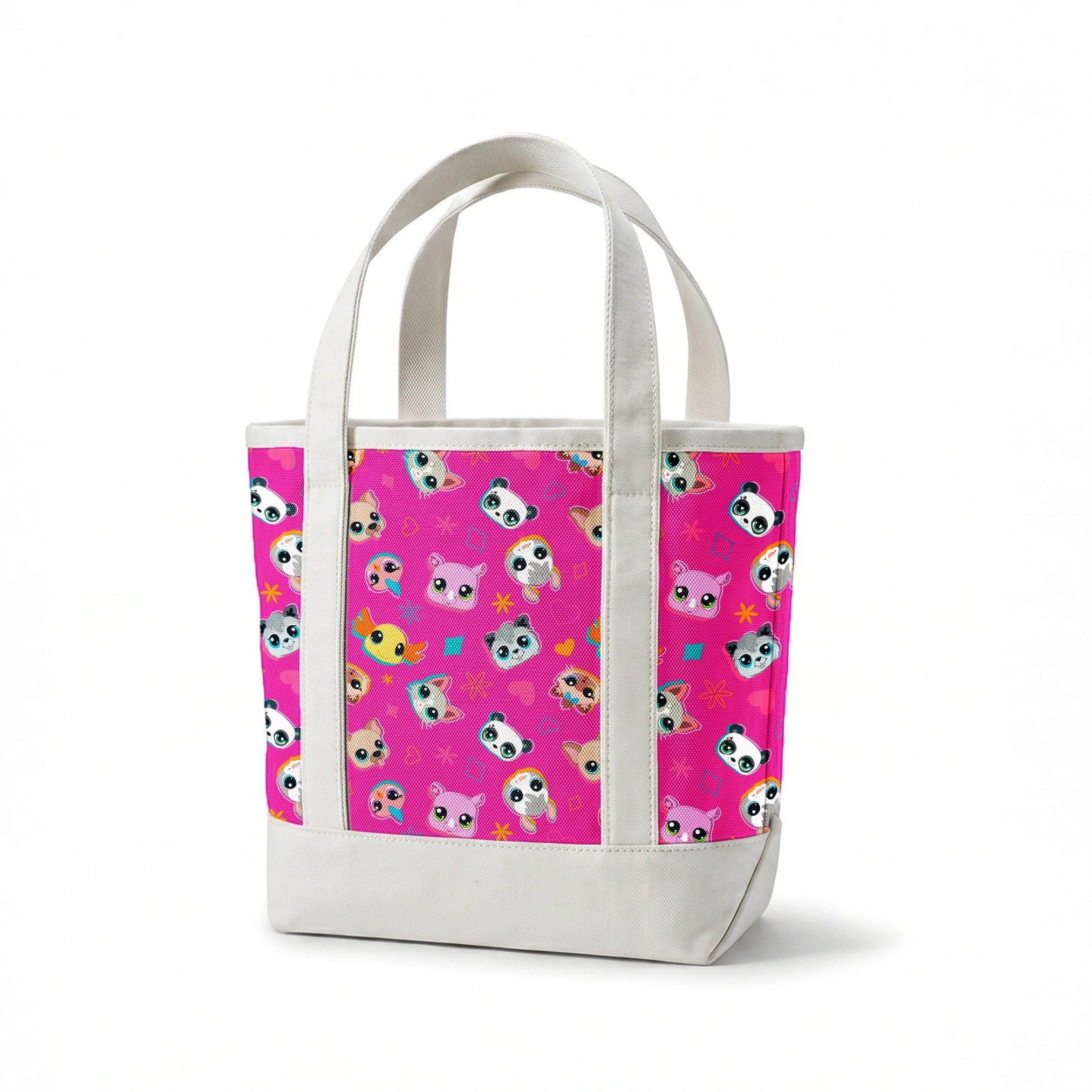 Hasbro Littliest Pet Shop Shapes and Faces on Hot Pink Fabric