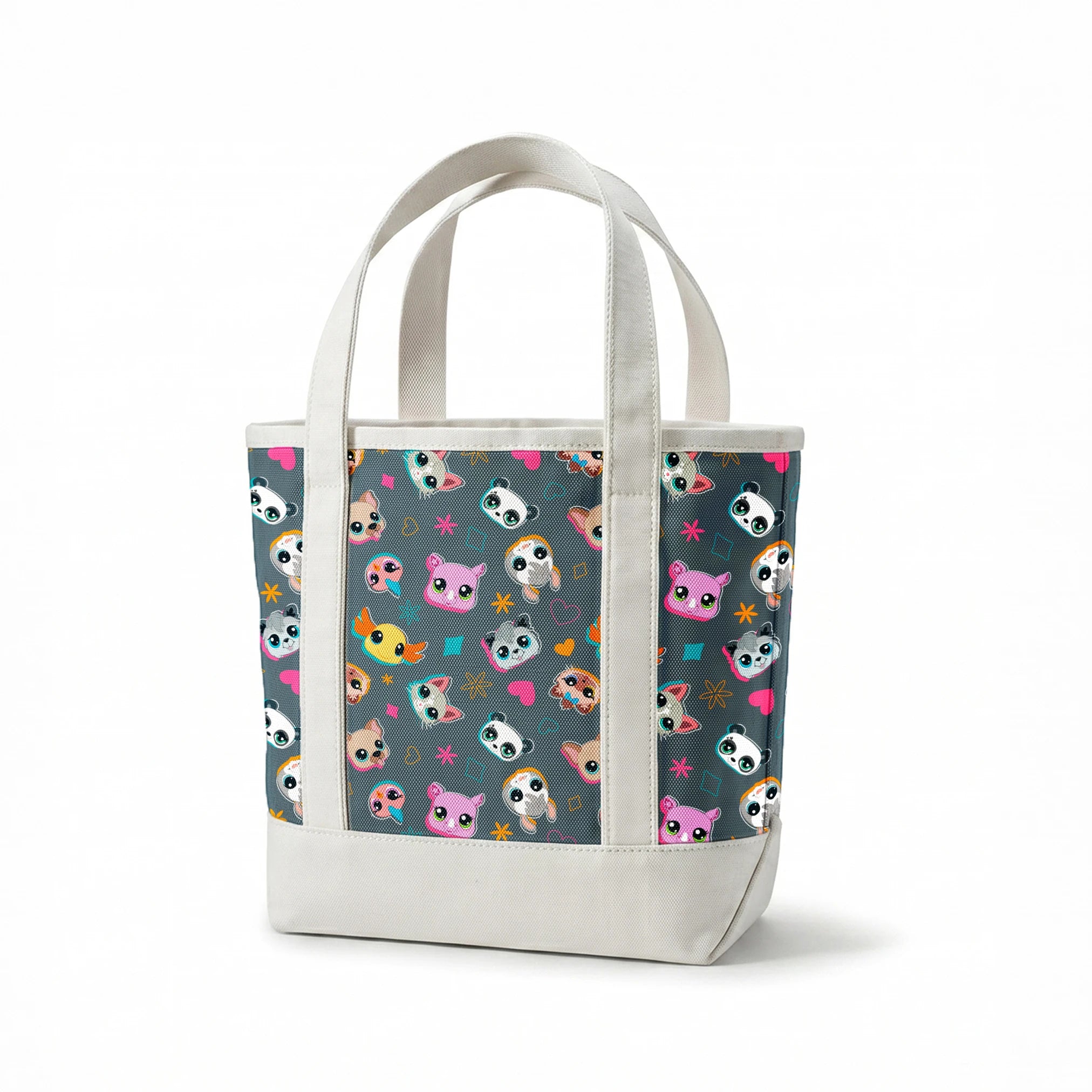 Hasbro Littliest Pet Shop Shapes and Faces on Grey Fabric