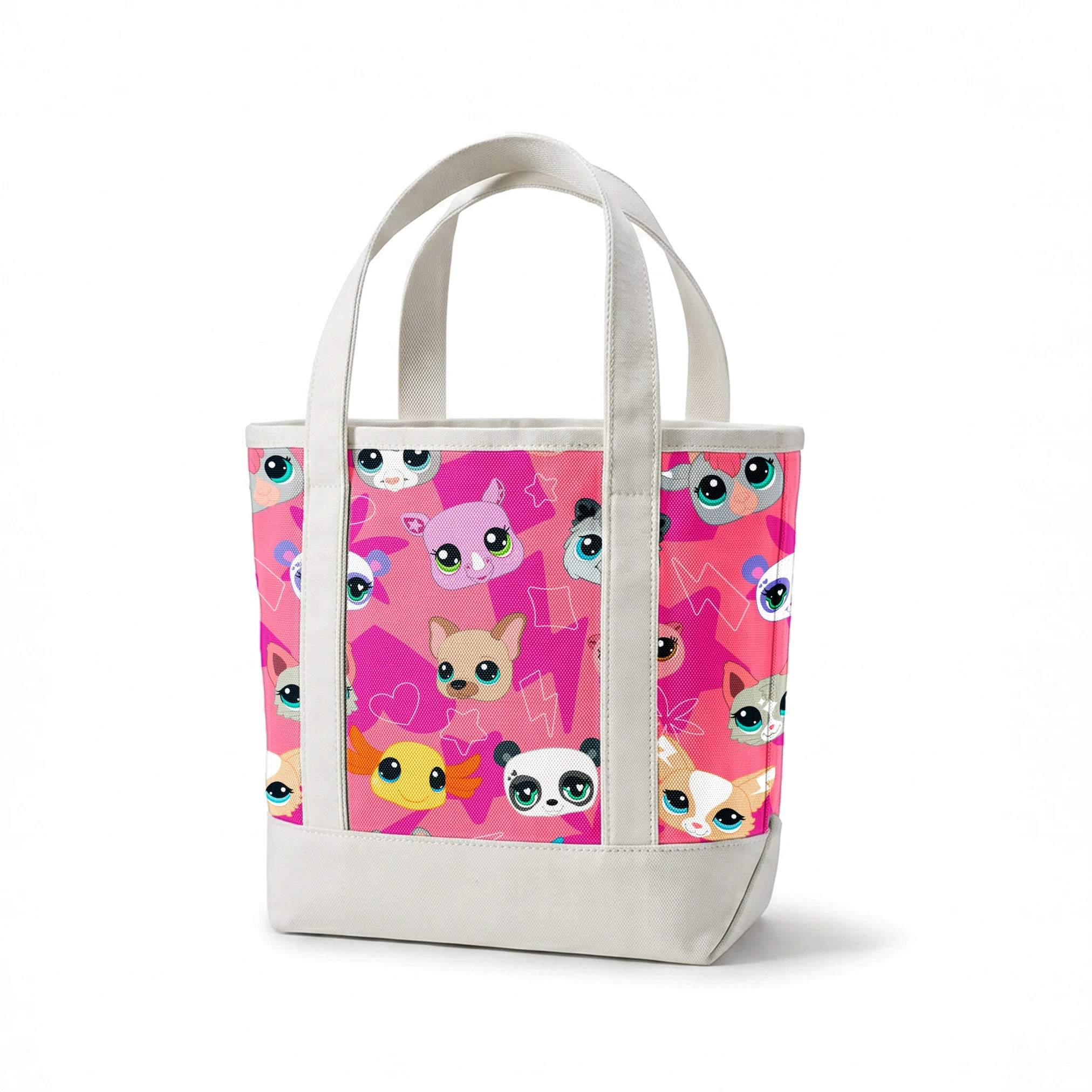 Hasbro Littliest Pet Shop Cute Faces Toss on Pink Fabric