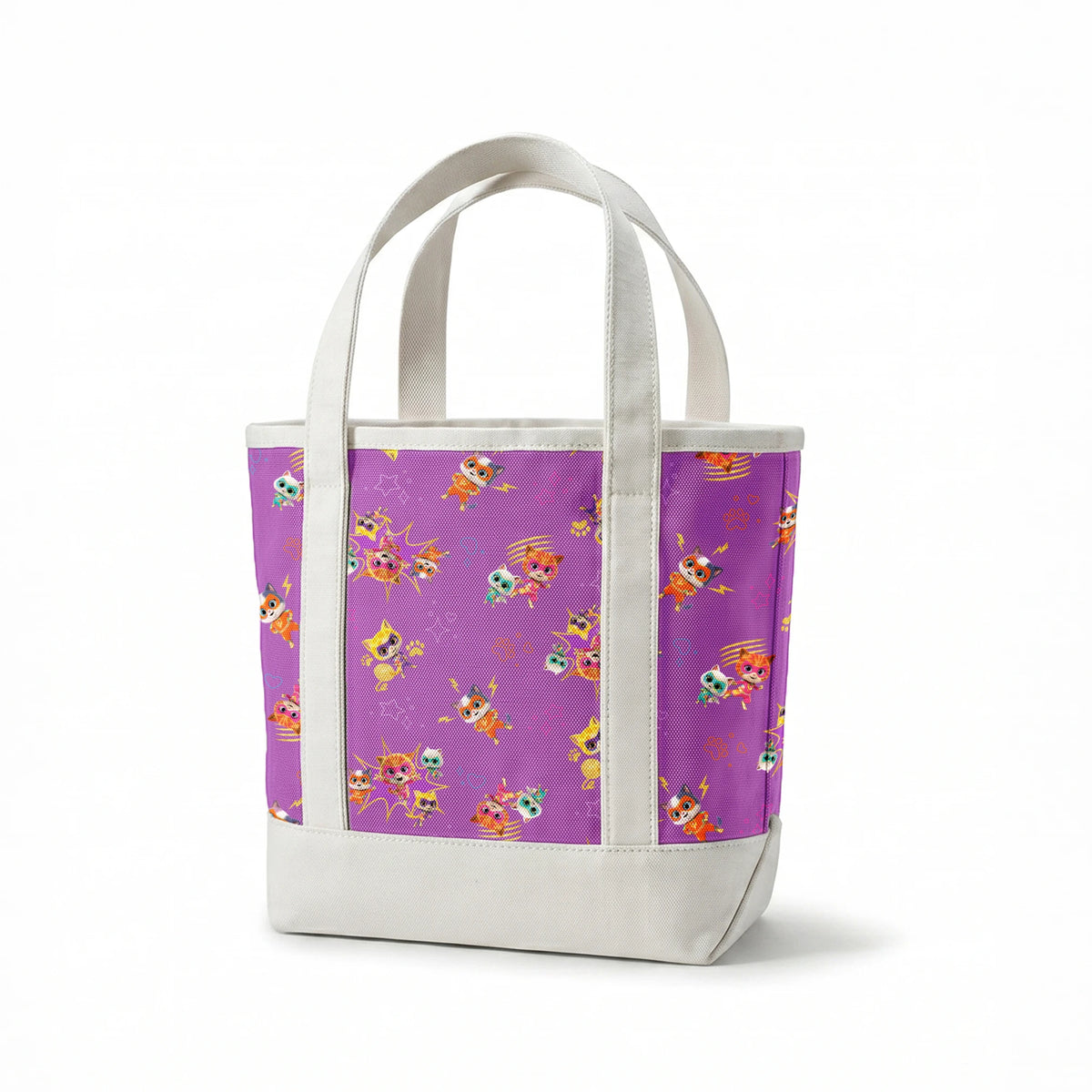 Disney Jr's. SuperKitties Fierce Fighters on Purple Fabric