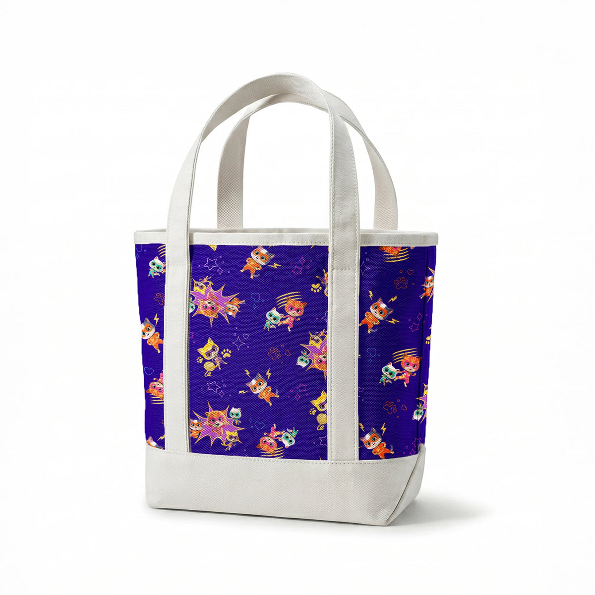 Disney Jr's. SuperKitties Fierce Fighters on Blue Fabric