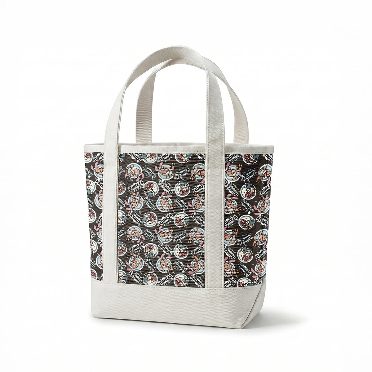 Ren & Stimpy EEDIOT! Pixels on Gray Fabric