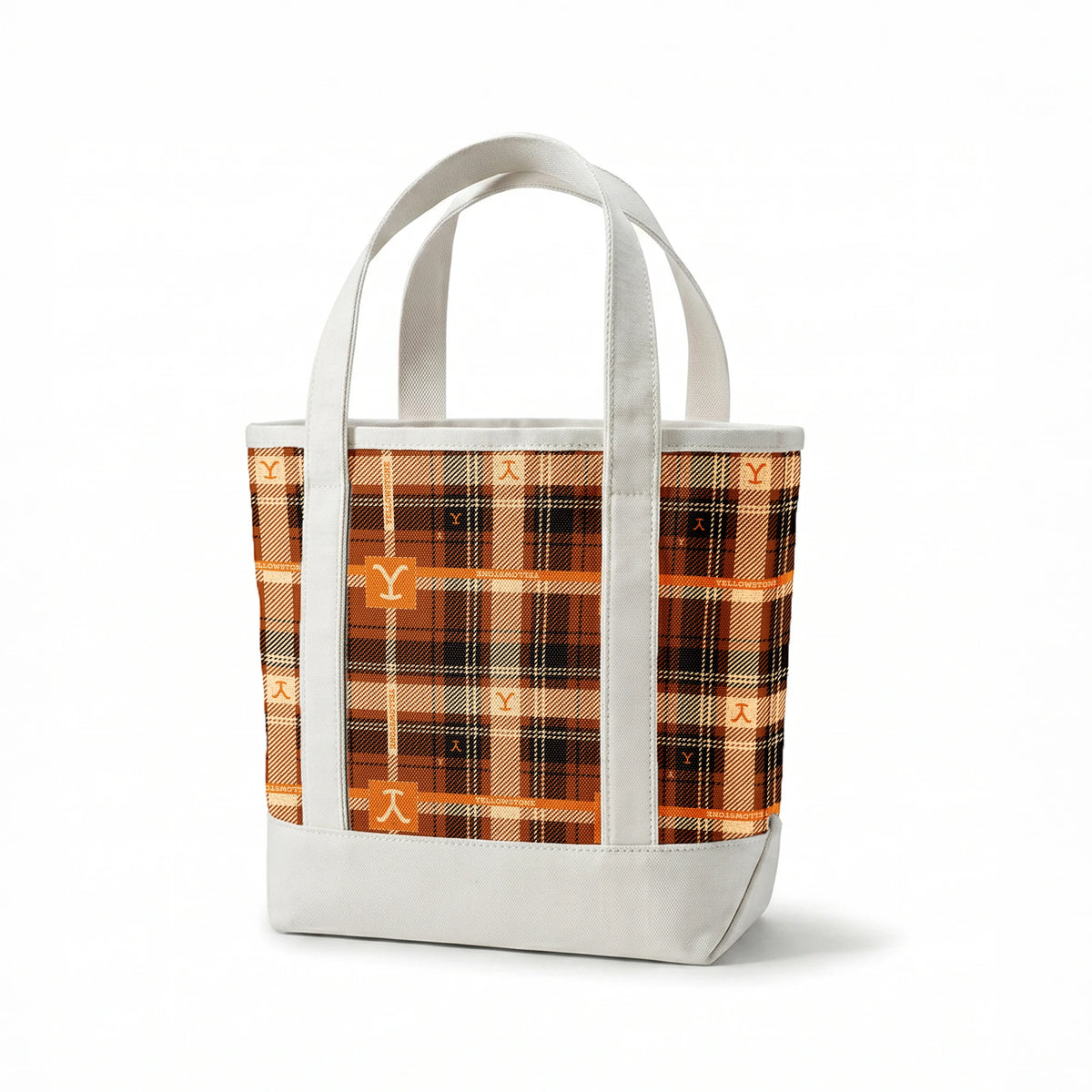 Paramount Yellowstone Rustic Plaid on Rust Fabric
