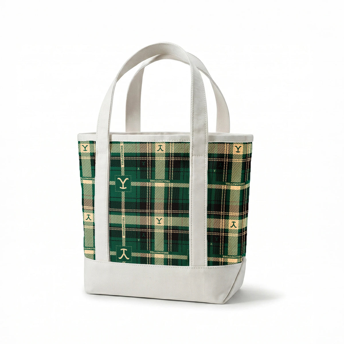 Paramount Yellowstone Rustic Plaid on Green Fabric