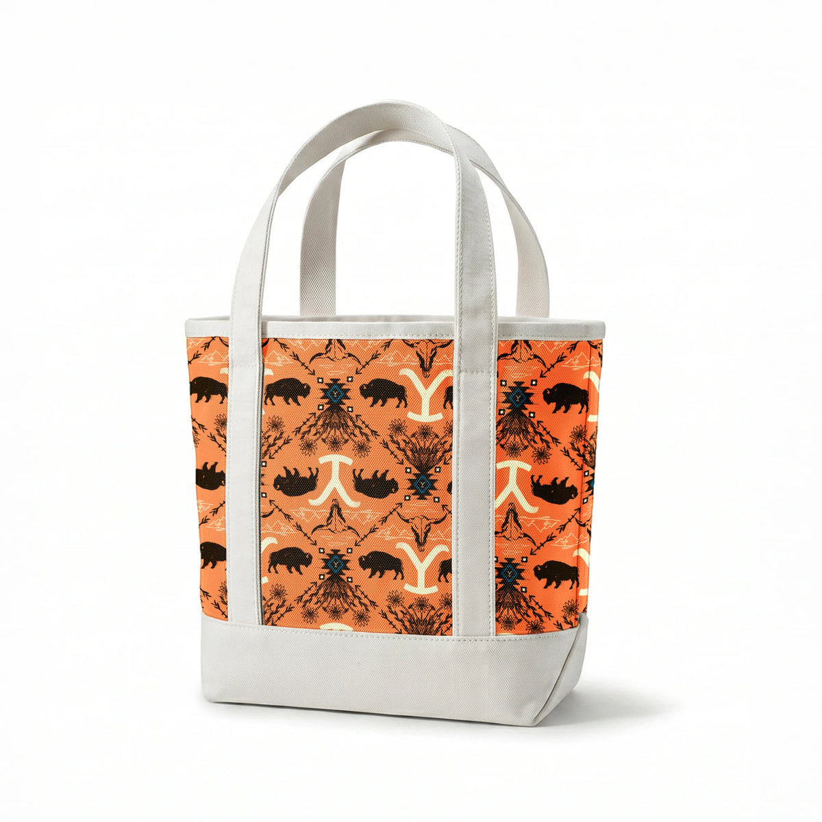 Paramount Yellowstone Bison Argyle on Orange Fabric