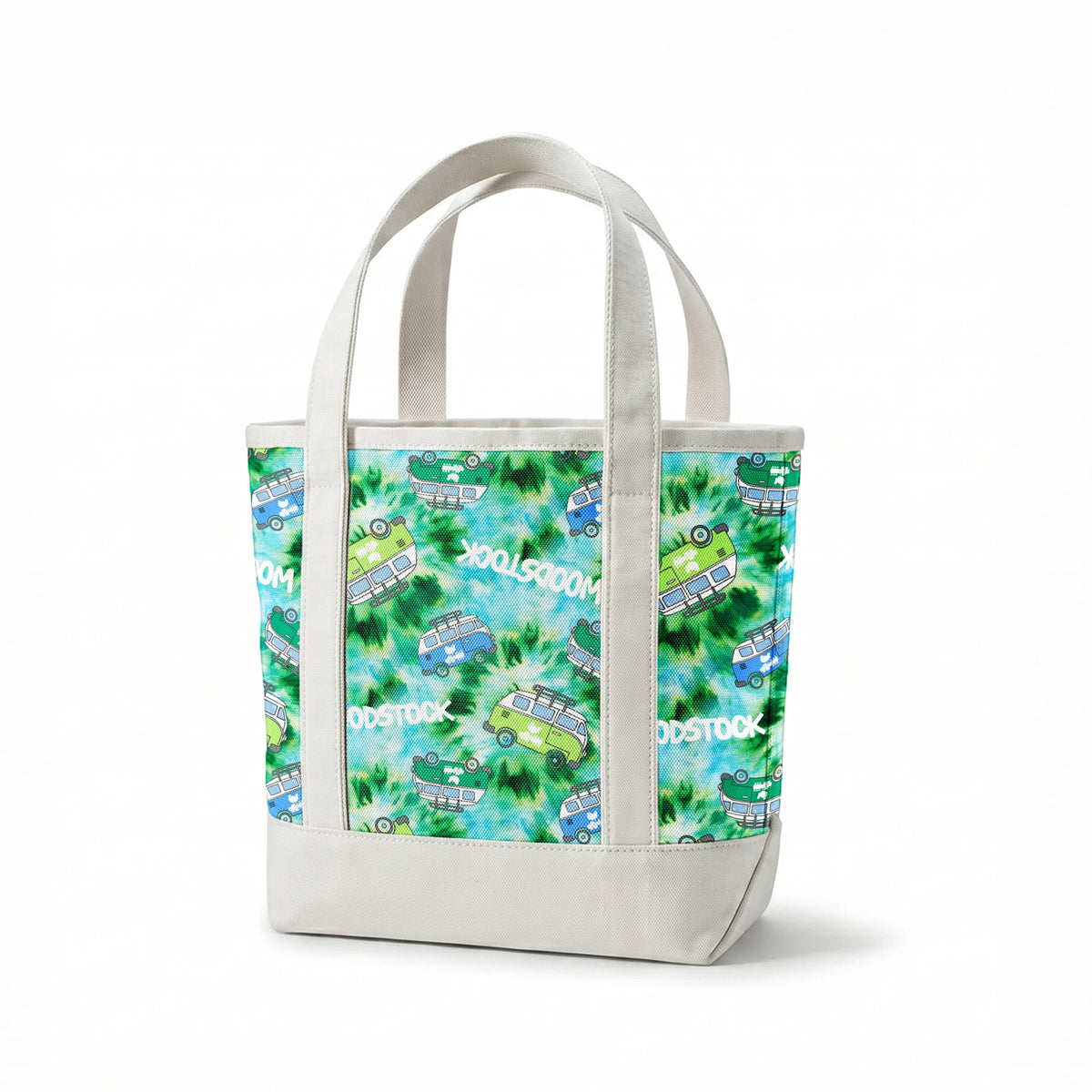 Woodstock Tie-dye Van on Green Fabric