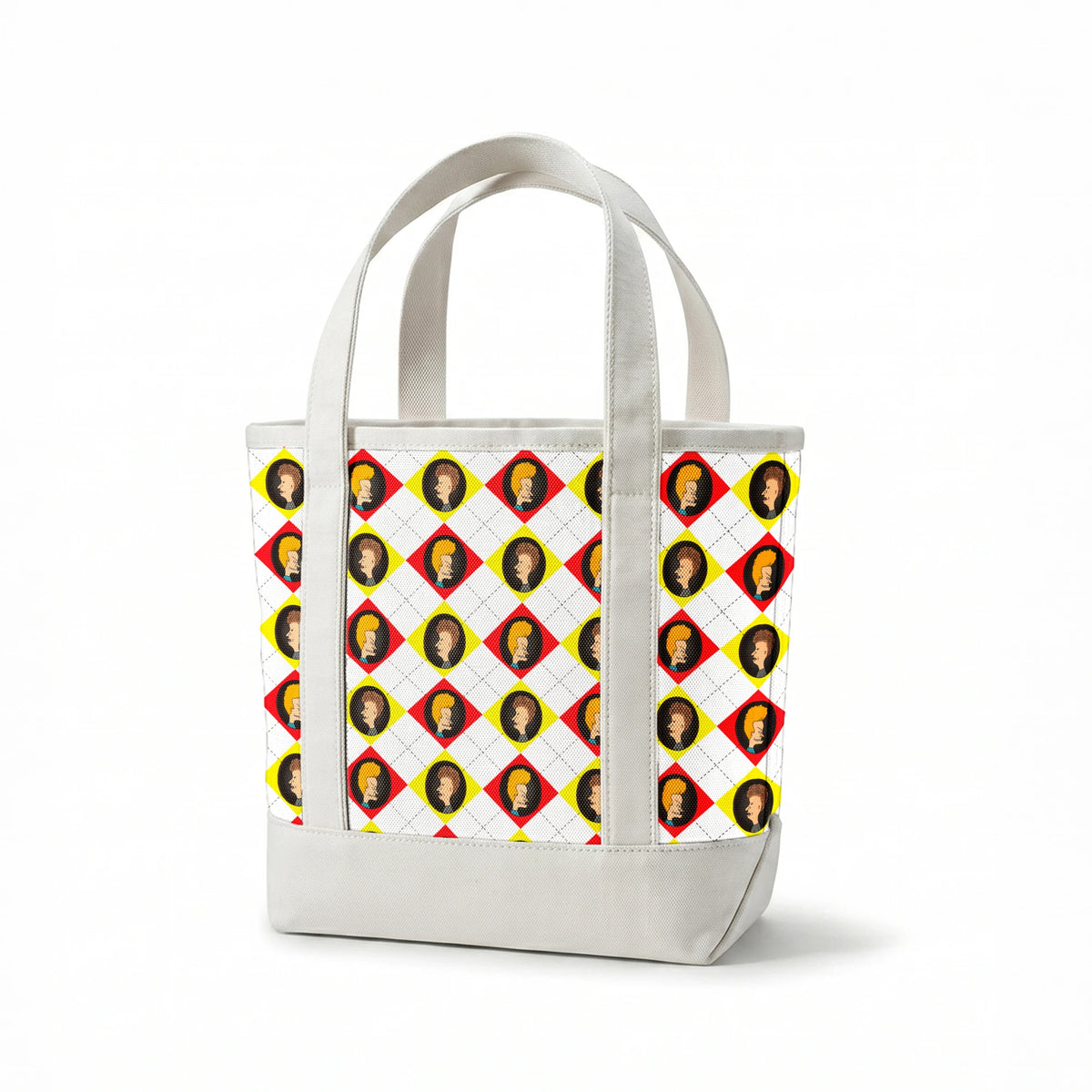 Paramount Beavis and Butt-Head Argyle on Red and Yellow Fabric