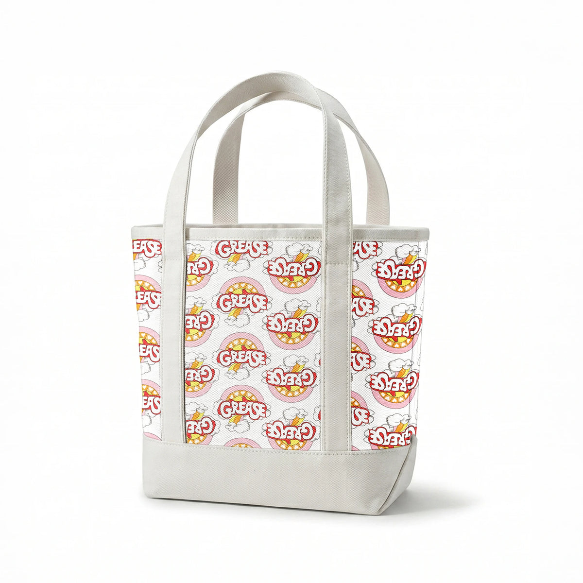 Paramount Grease  Retro Rainbow on White Fabric