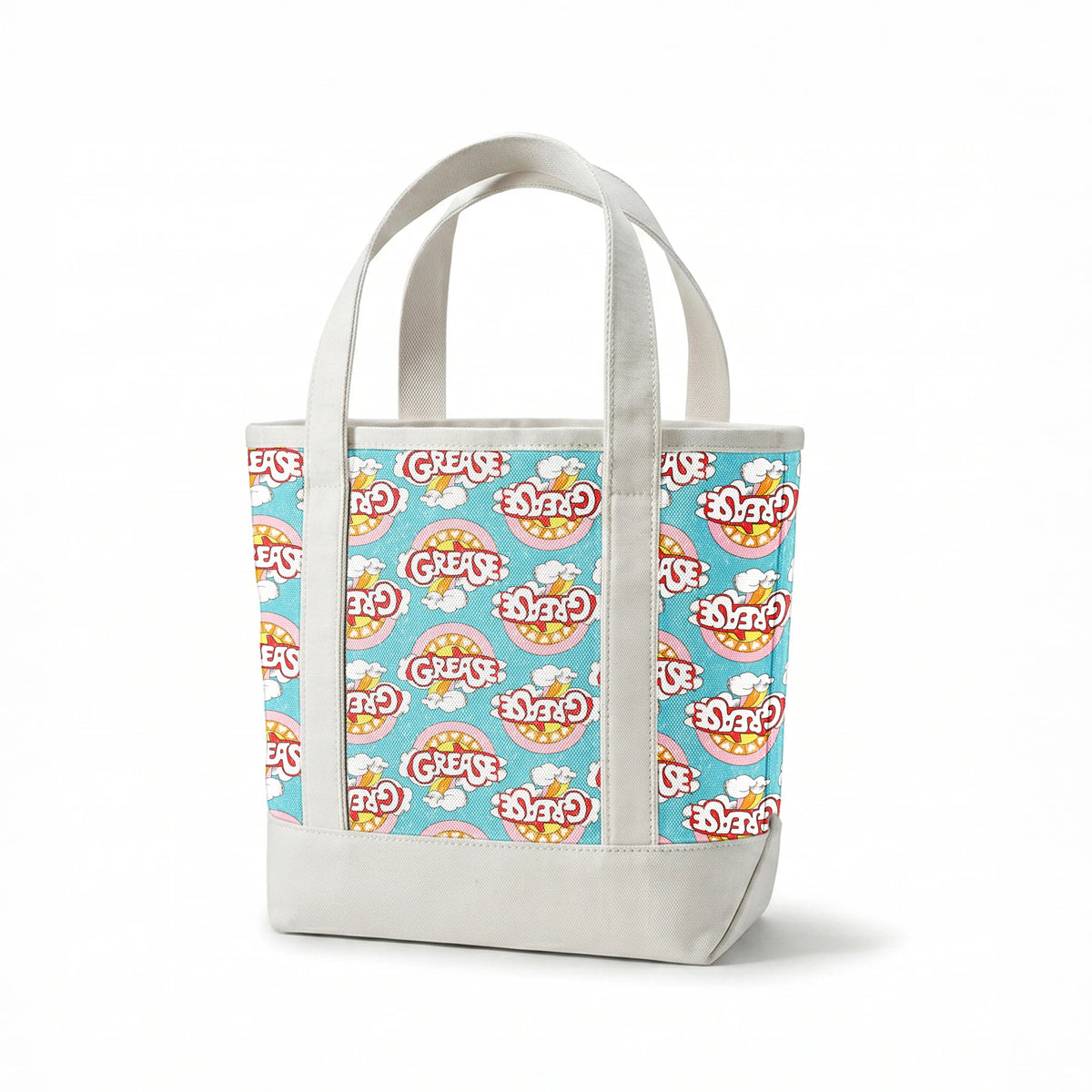 Paramount Grease Retro Rainbow on Blue Fabric