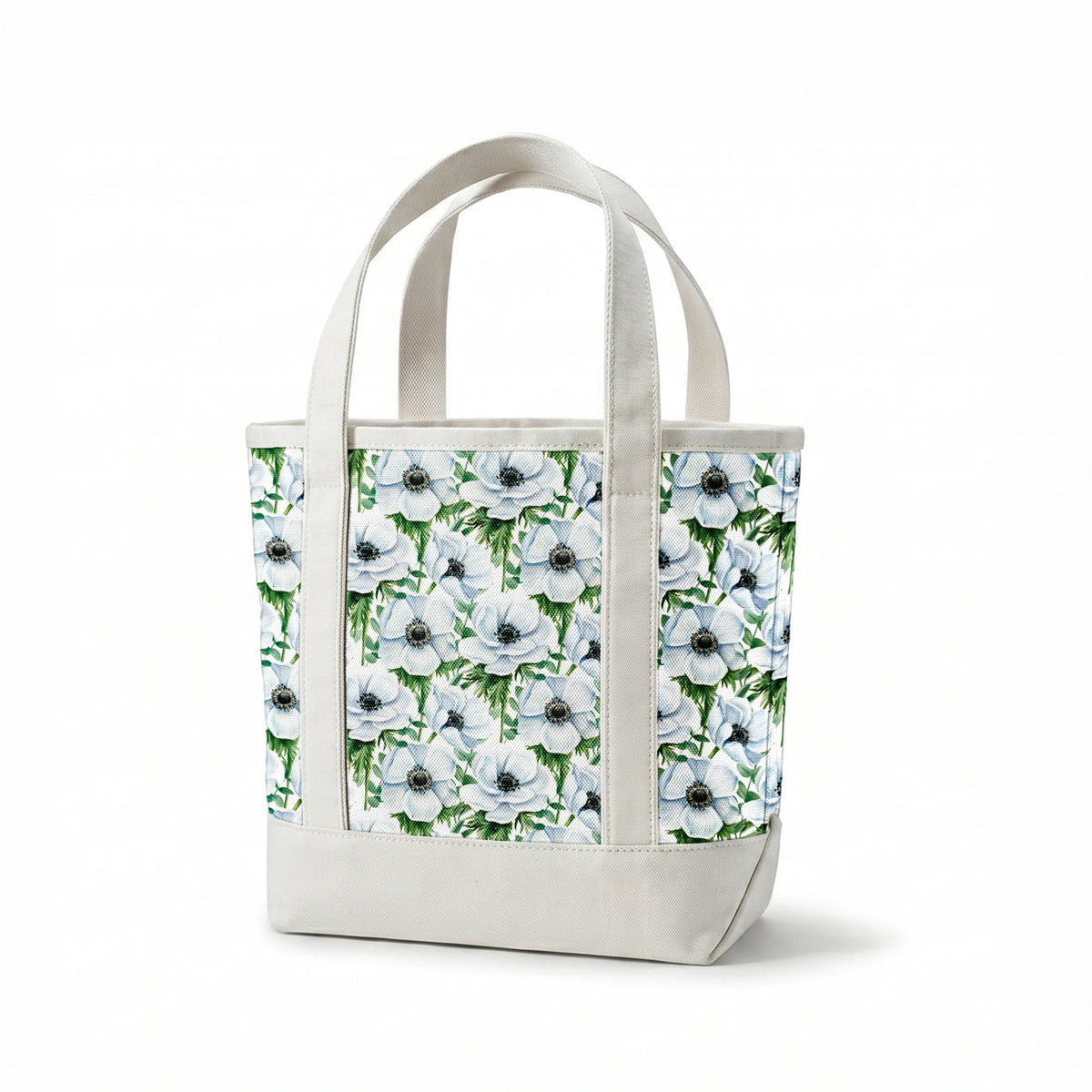 Danielle Murray White Anemones on White Fabric