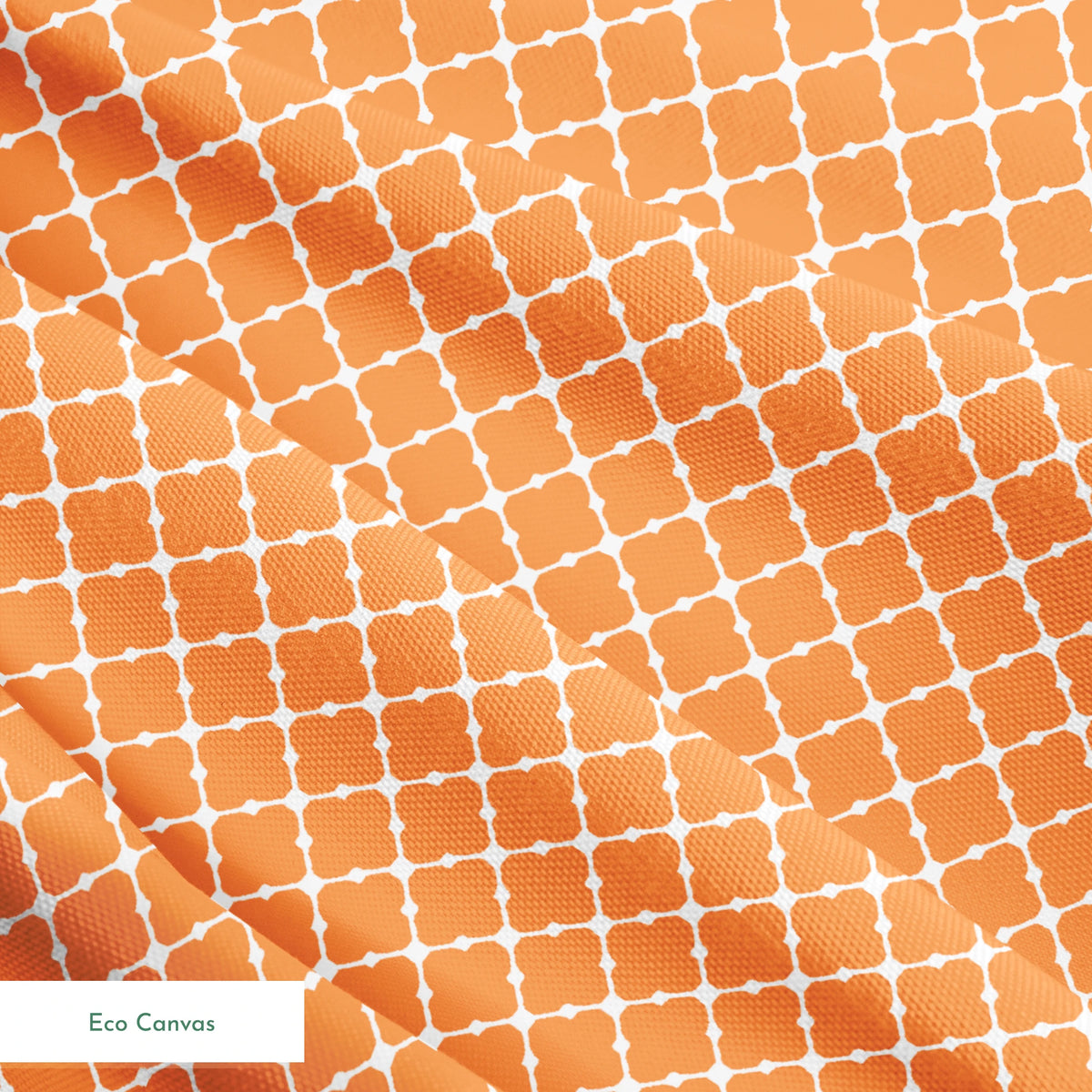 Geometric orange and white pattern with quatrefoil shapes forming a lattice design springs ecocanvas texture