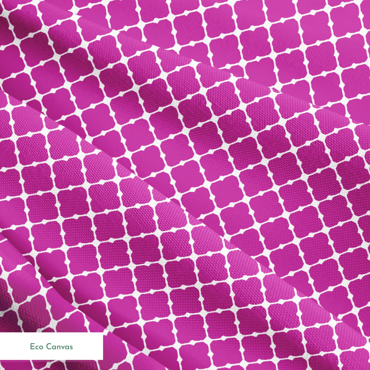 Magenta quatrefoil pattern with white lattice outline springs ecocanvas texture