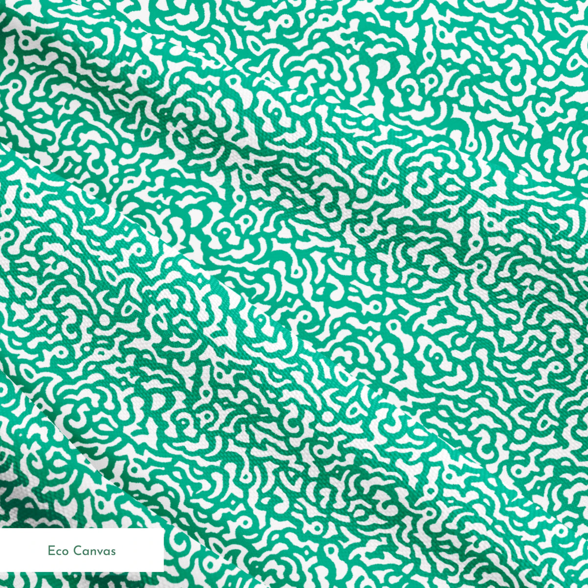Abstract green and white pattern with organic swirling lines resembling coral or brain-like formations springs ecocanvas texture