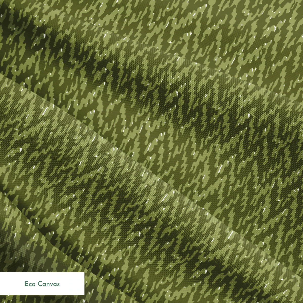 Military camouflage pattern in various shades of olive green with irregular vertical stripes springs ecocanvas texture
