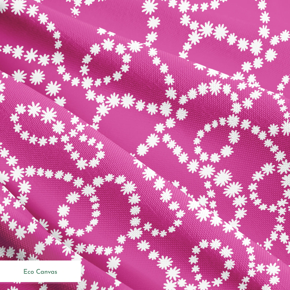 Magenta background with swirling white dotted pattern resembling pearl strands in decorative loops springs ecocanvas texture