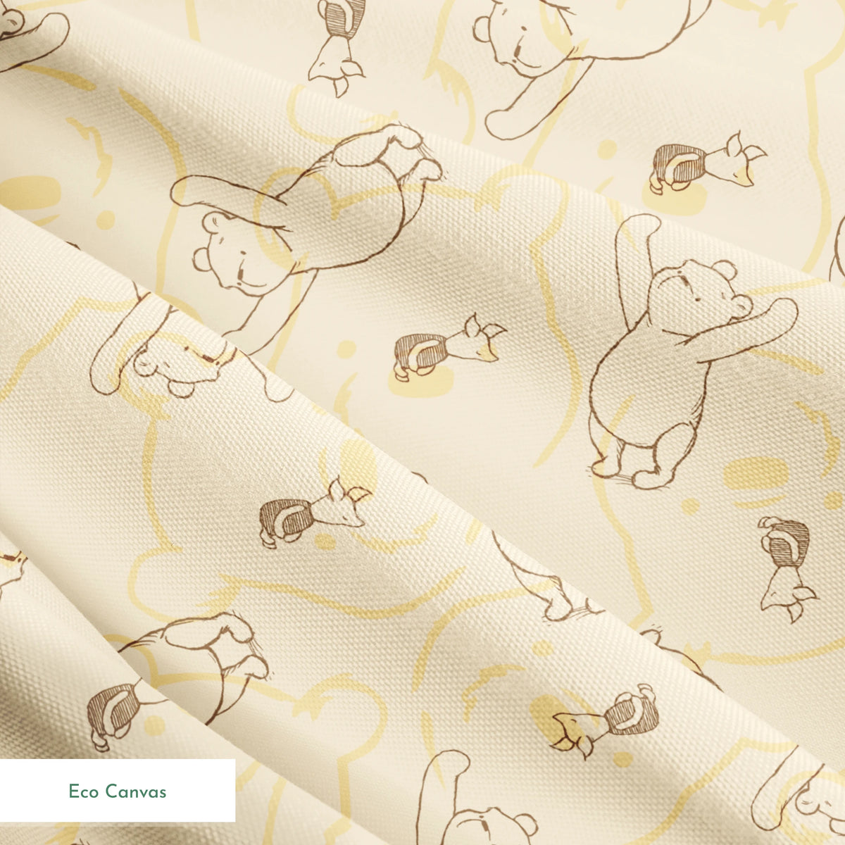 Sketched bear illustrations in various playful poses on a light beige background pattern springs ecocanvas texture