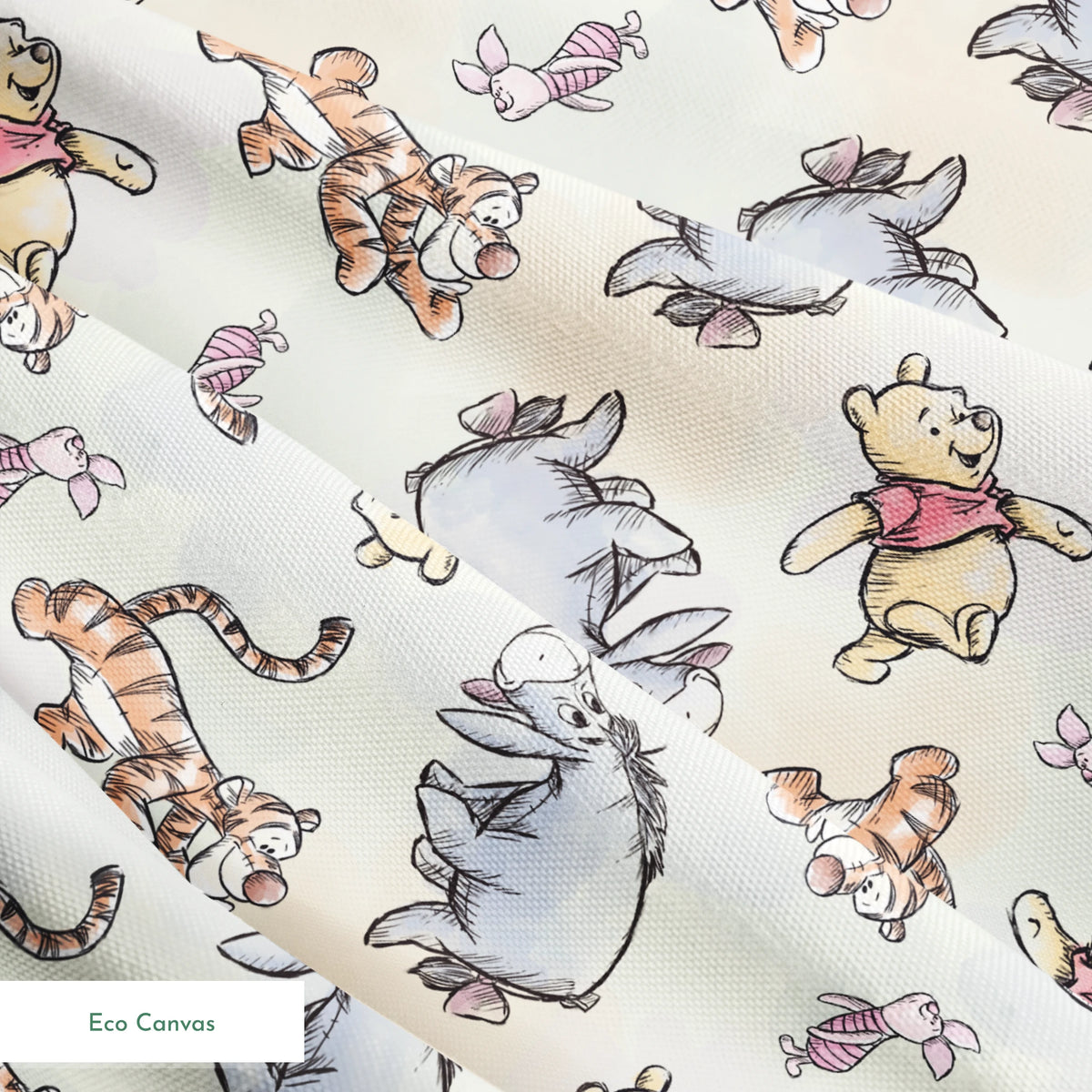 Whimsical pattern featuring cartoon bears in red shirts with bouncing tigers and small pink chara... springs ecocanvas texture