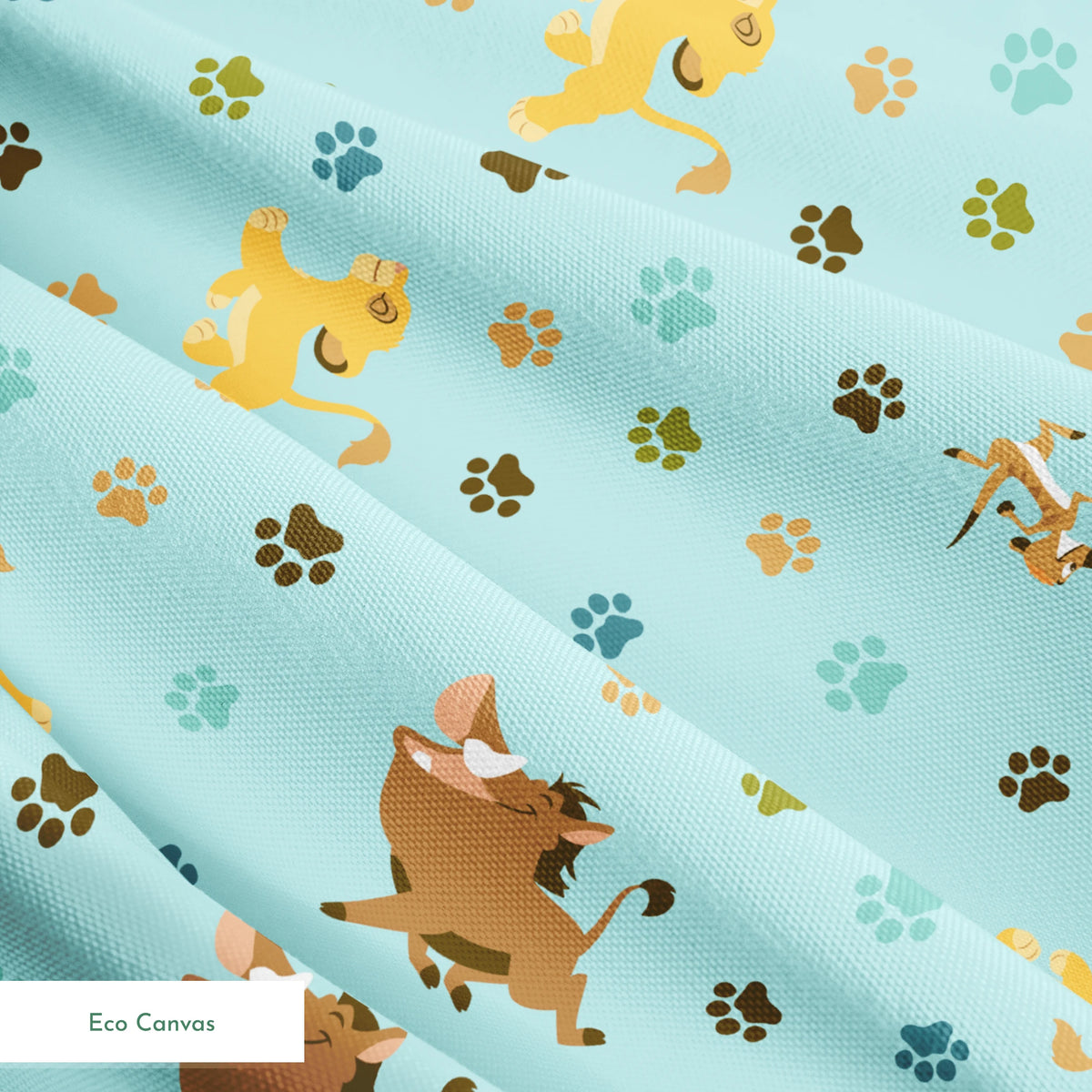 The Lion King pattern with paw prints on light blue background springs ecocanvas texture