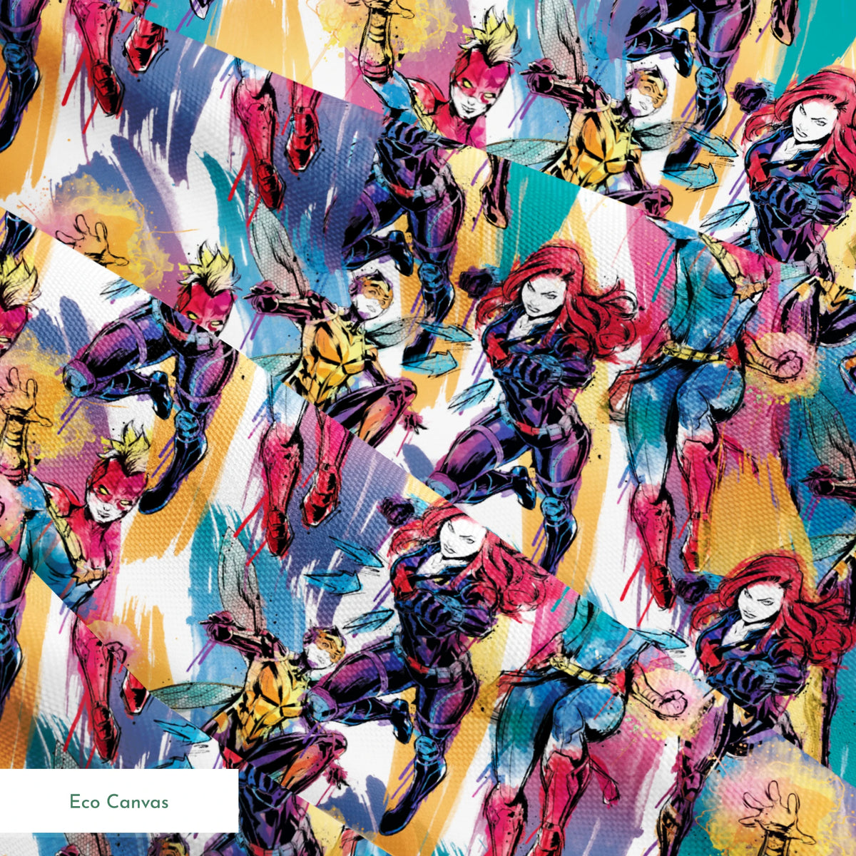 Marvel Avengers Watercolor Action | Fabric by the Yard