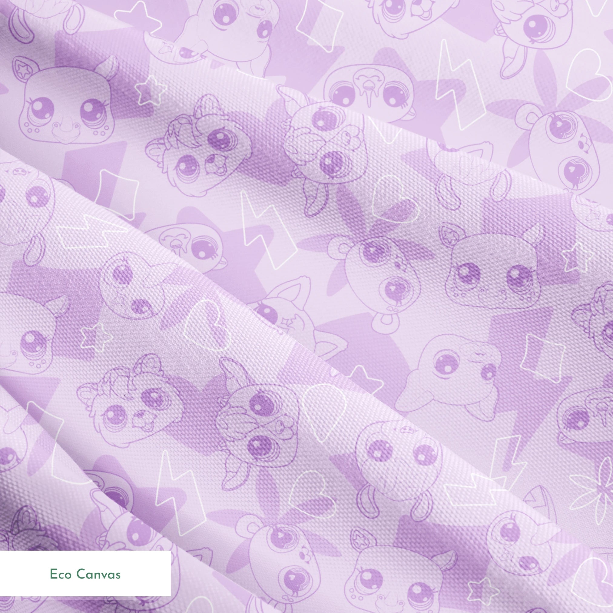 Hasbro Littliest Pet Shop Pet Outlines on Purple Fabric