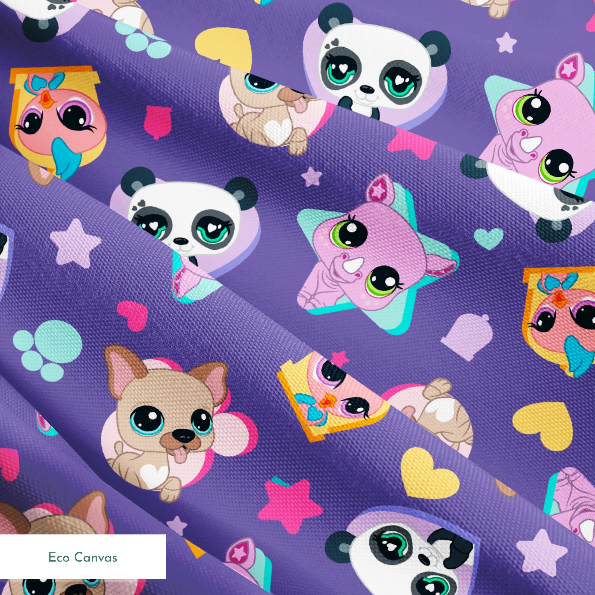 Hasbro Littliest Pet Shop Pet Friends on Purple Fabric