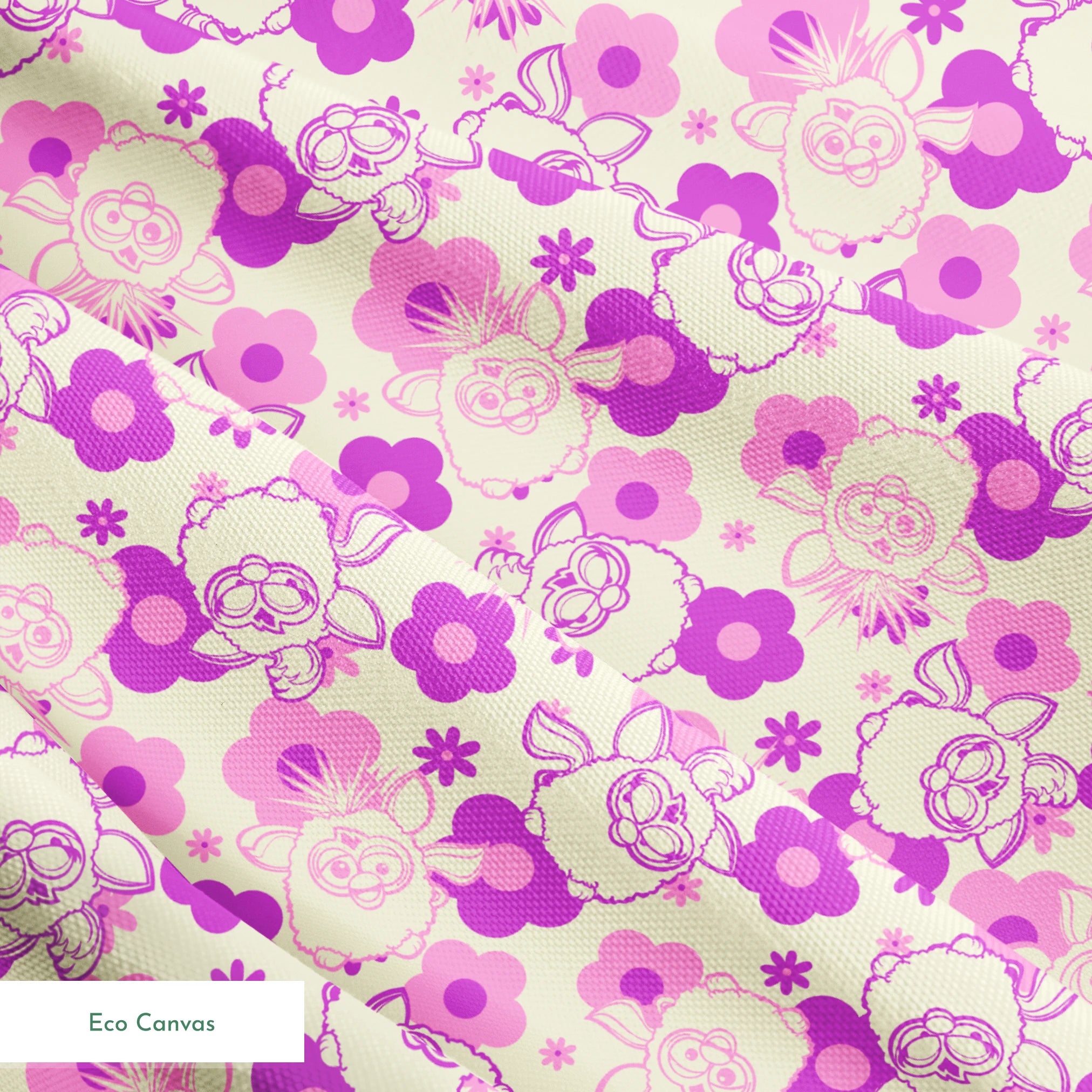 Hasbro Furby Flower Power on Purple Fabric