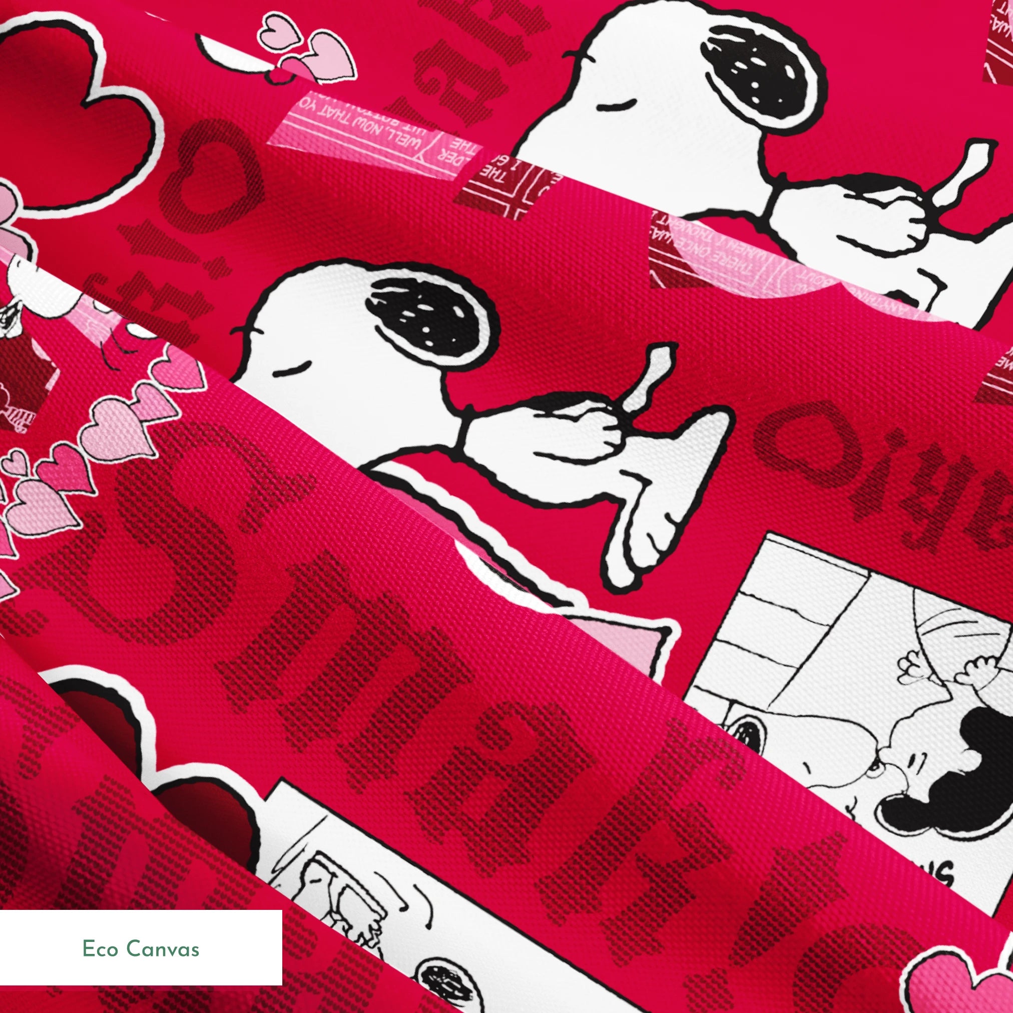 Peanuts Snoopy Love Red Fabric