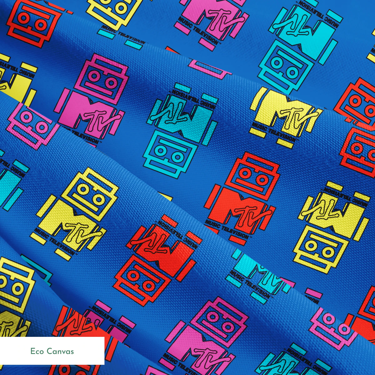 Paramount MTV  Logo Robots on Blue Fabric