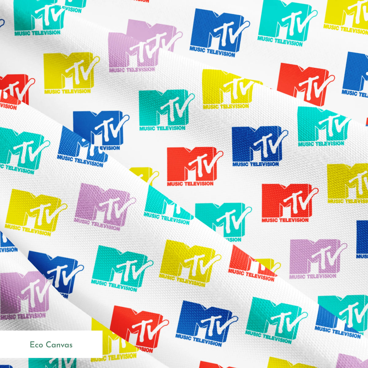 Paramount MTV  Colorful Logo Toss on White Fabric