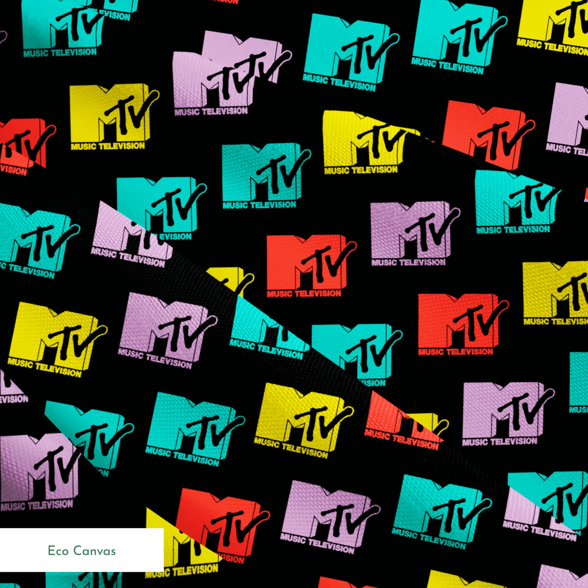 Paramount MTV  Colorful Logo Toss on Black Fabric