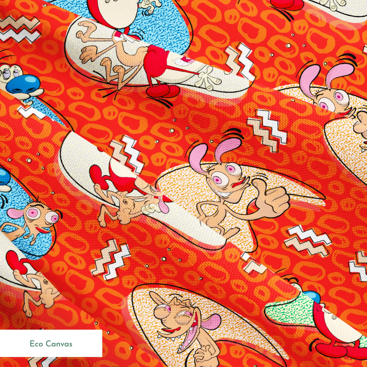 Ren & Stimpy Retro Graphics on Orange Fabric