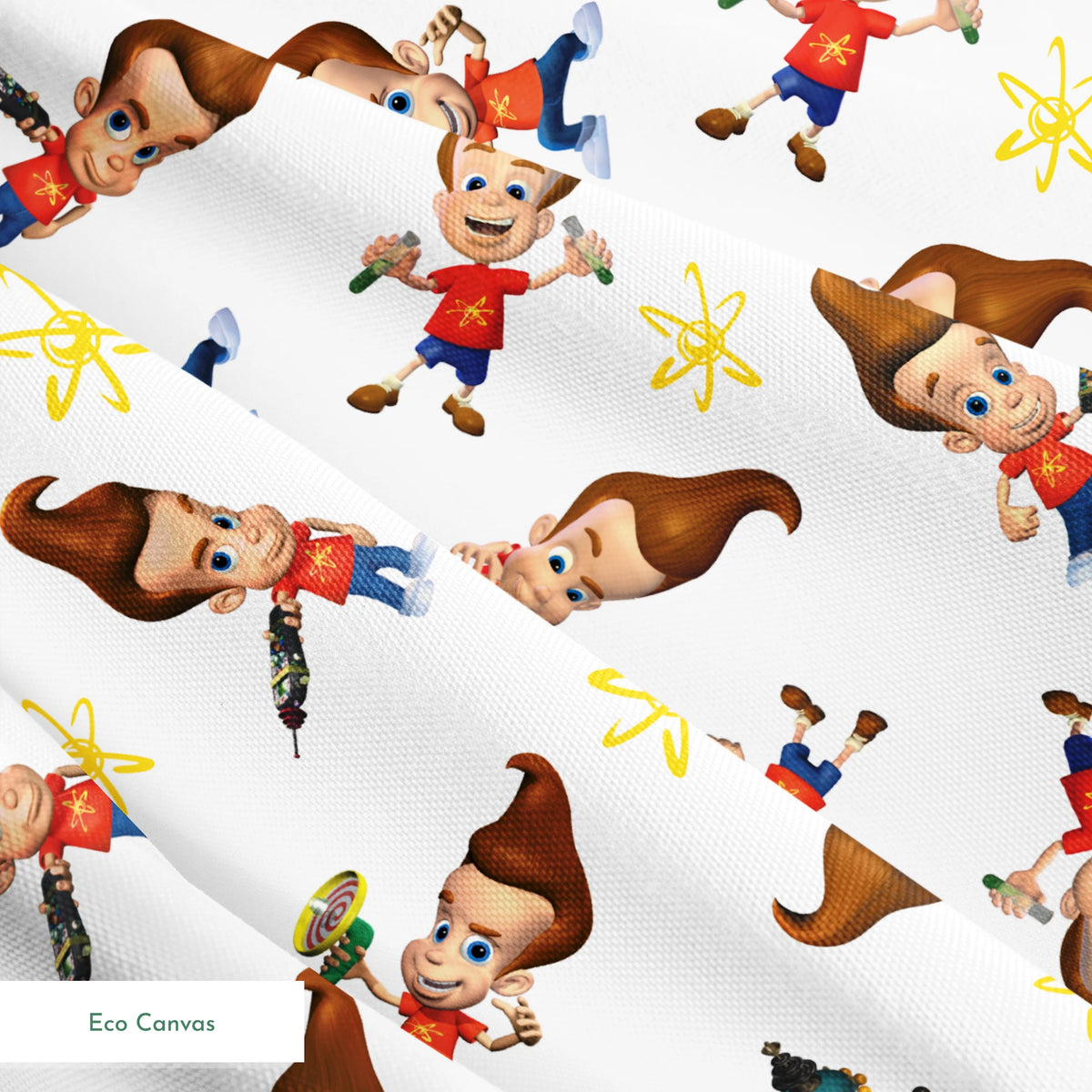Paramount Jimmy Neutron Getting into Mischief on White Fabric