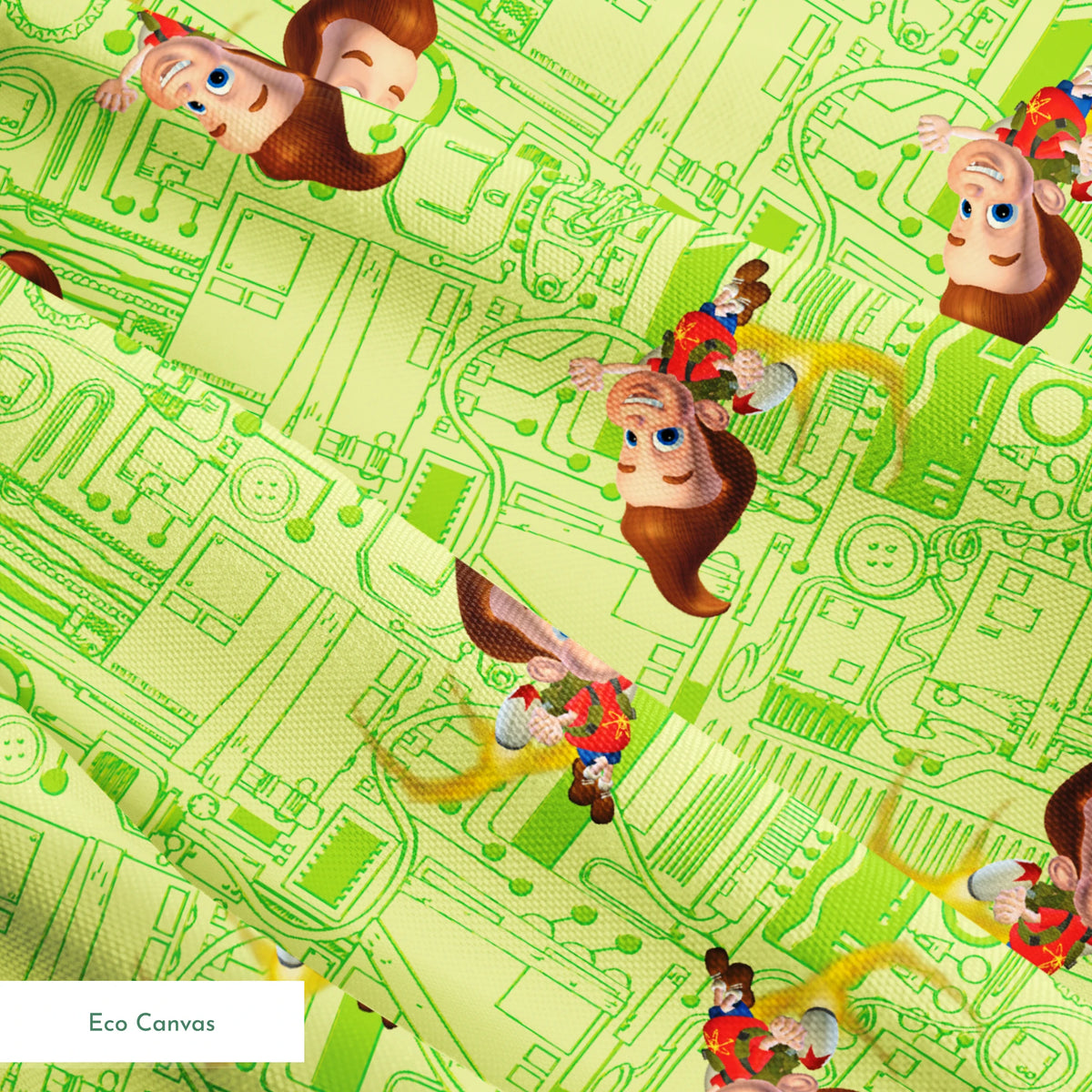 Paramount Jimmy Neutron Circuit Jet Pack on Green Fabric