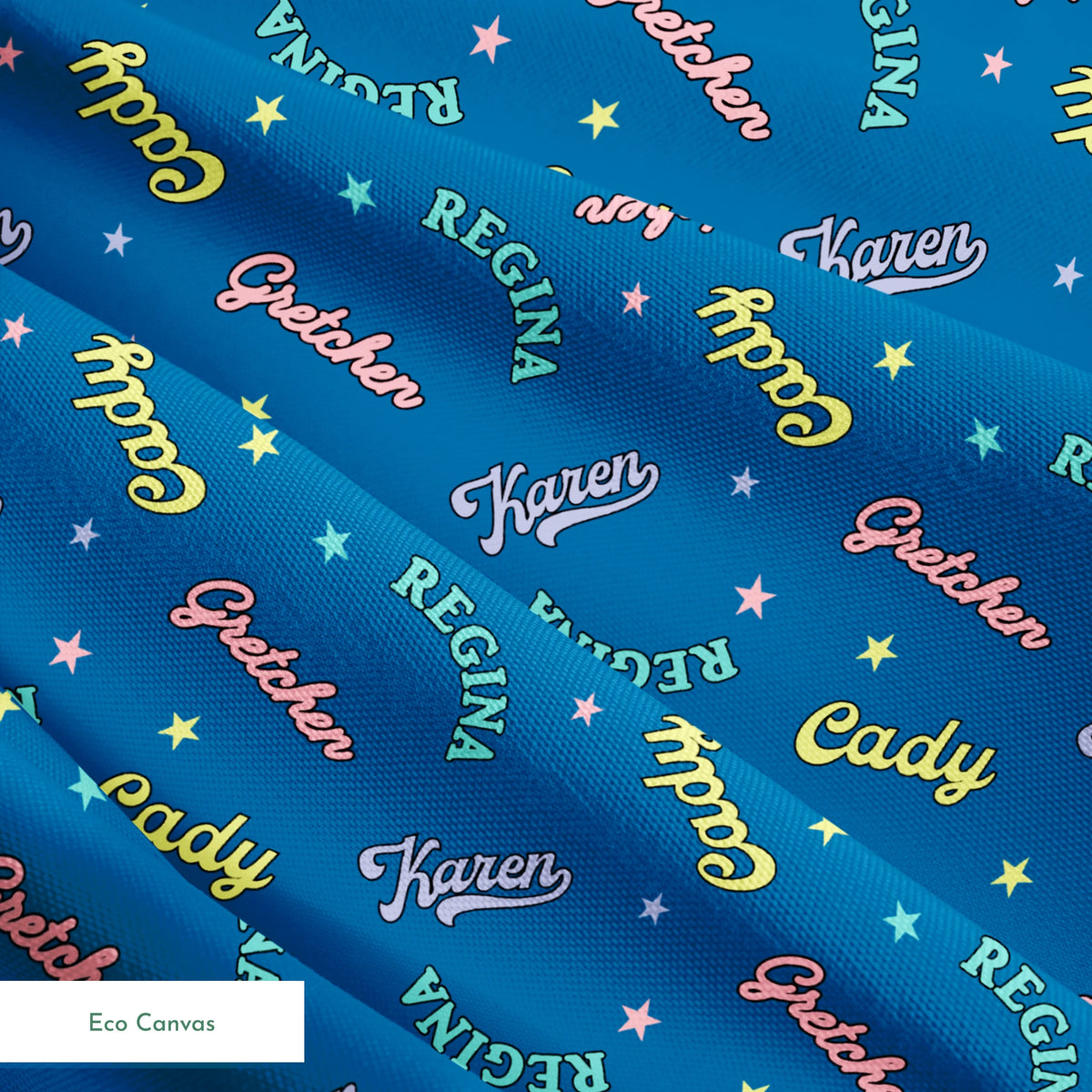 Paramount Mean Girls  Plastics Name Toss on Blue Fabric